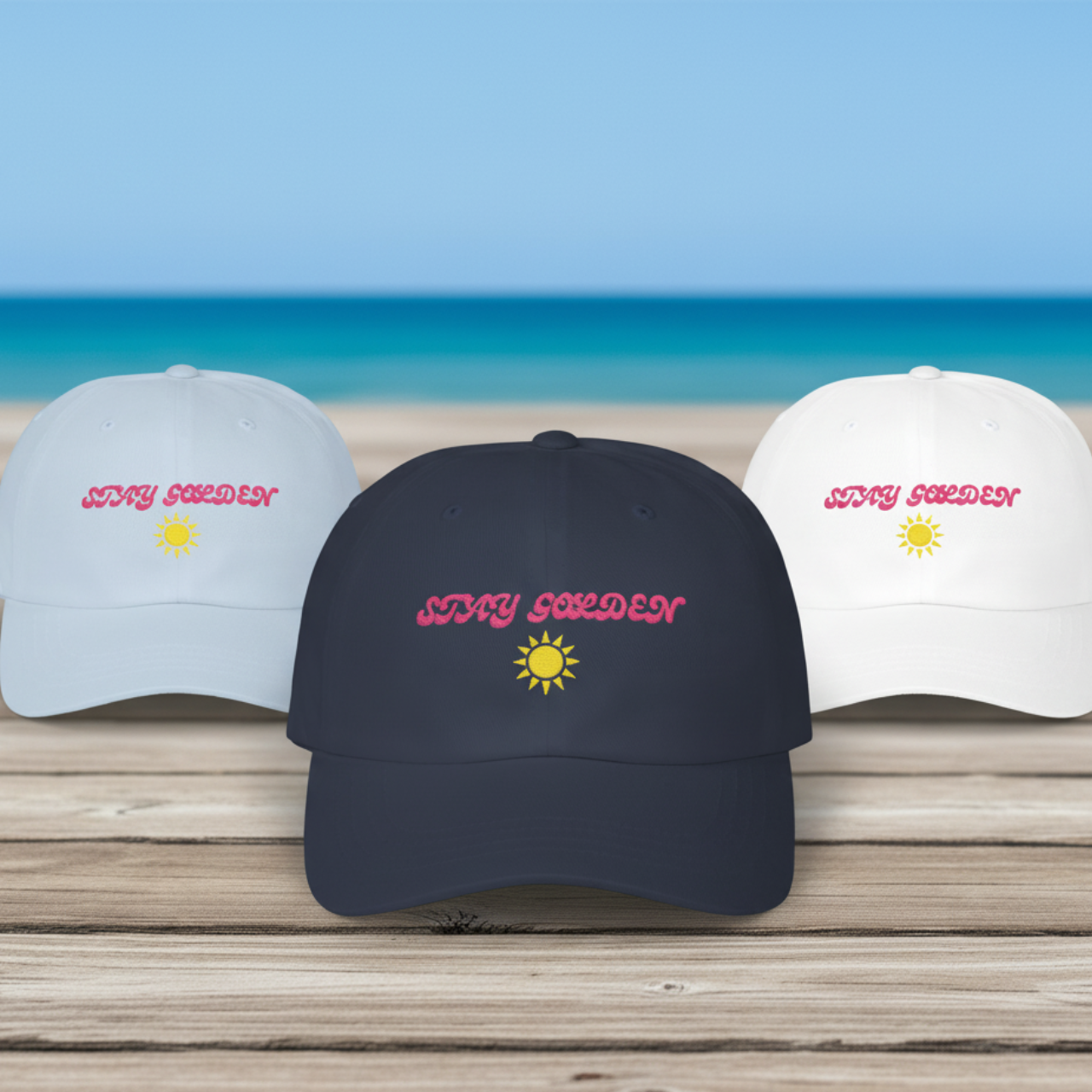 Stay Golden Embroidered Dad Hat | Seafoam Dreams Collection | Retro Beach Vibes product thumbnail image Stay Golden Embroidered Dad Hat | Seafoam Dreams Collection | Retro Beach Vibes product thumbnail image