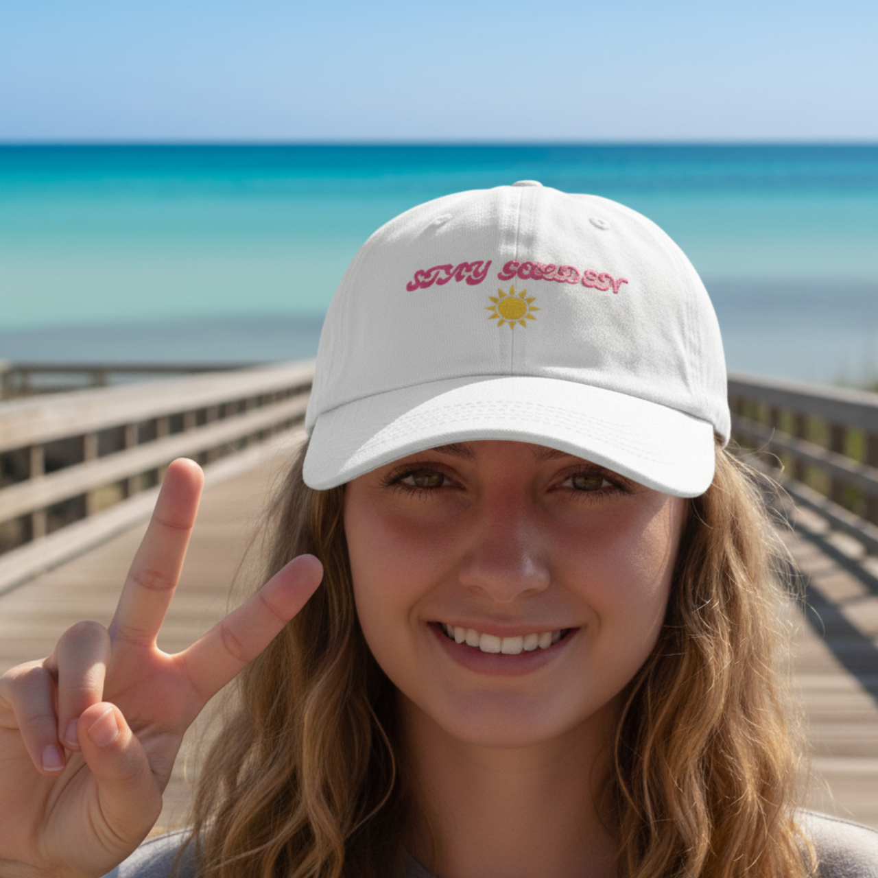 Stay Golden Embroidered Dad Hat | Seafoam Dreams Collection | Retro Beach Vibes product thumbnail image Stay Golden Embroidered Dad Hat | Seafoam Dreams Collection | Retro Beach Vibes product thumbnail image