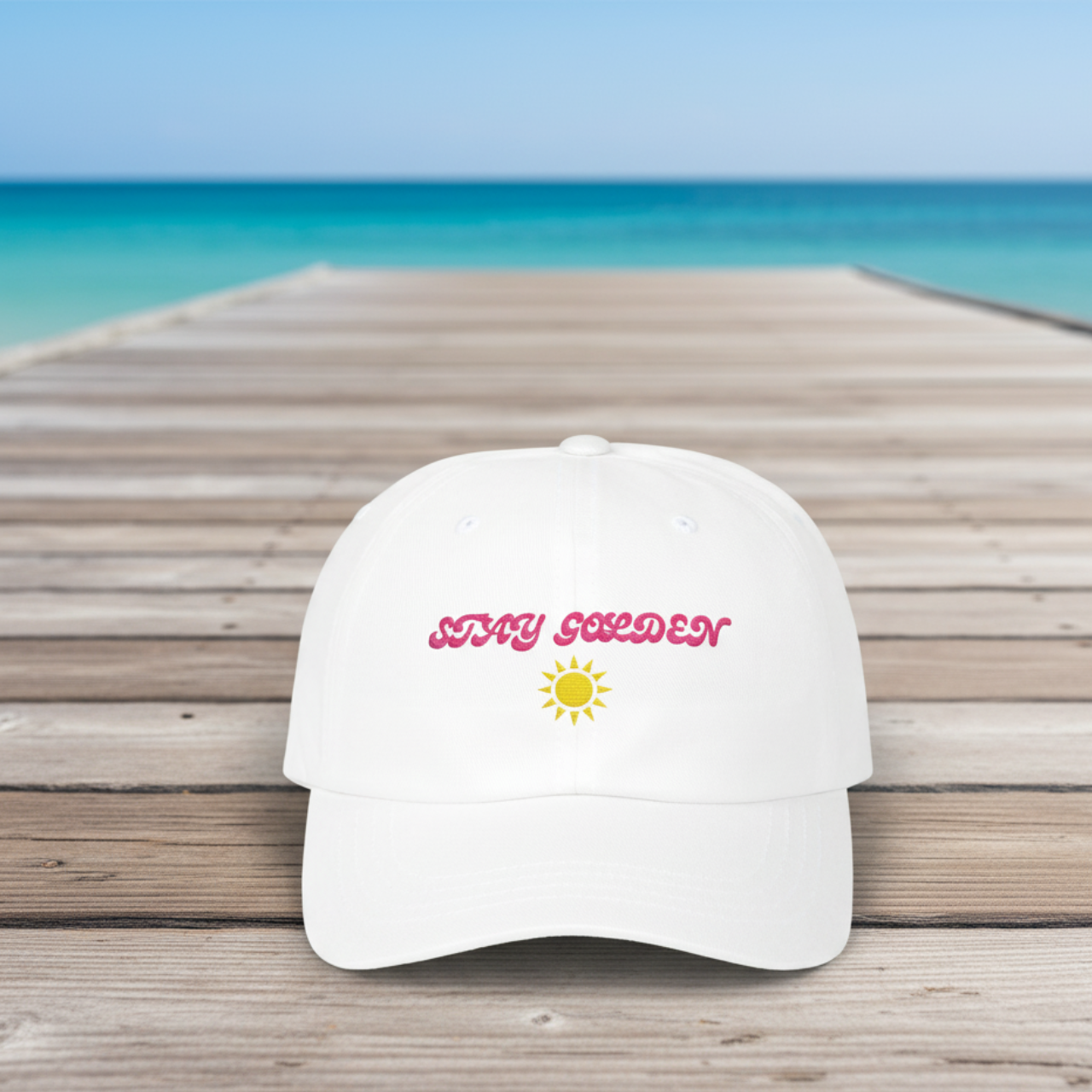 Stay Golden Embroidered Dad Hat | Seafoam Dreams Collection | Retro Beach Vibes product thumbnail image Stay Golden Embroidered Dad Hat | Seafoam Dreams Collection | Retro Beach Vibes product thumbnail image