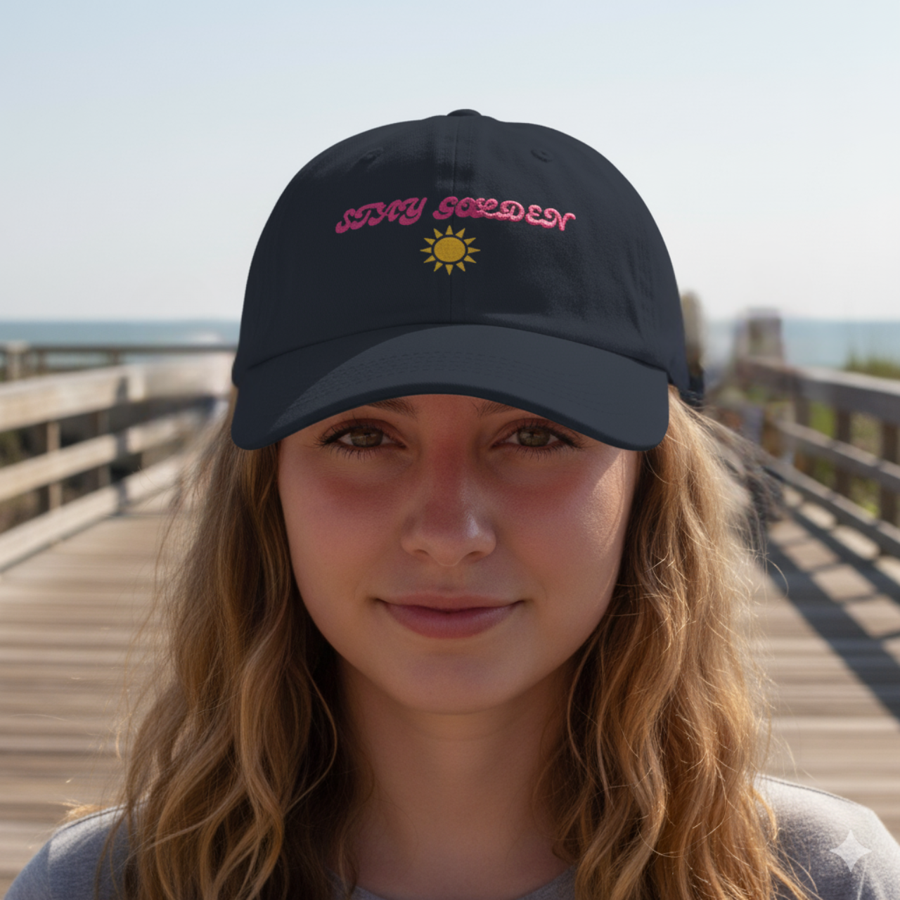 Stay Golden Embroidered Dad Hat | Seafoam Dreams Collection | Retro Beach Vibes product thumbnail image Stay Golden Embroidered Dad Hat | Seafoam Dreams Collection | Retro Beach Vibes product thumbnail image