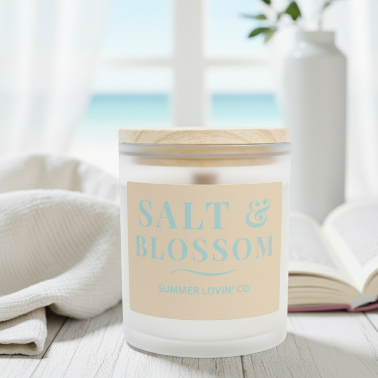 Salt & Blossom Candle | Seafoam Dreams Collection product thumbnail image Salt & Blossom Candle | Seafoam Dreams Collection product thumbnail image