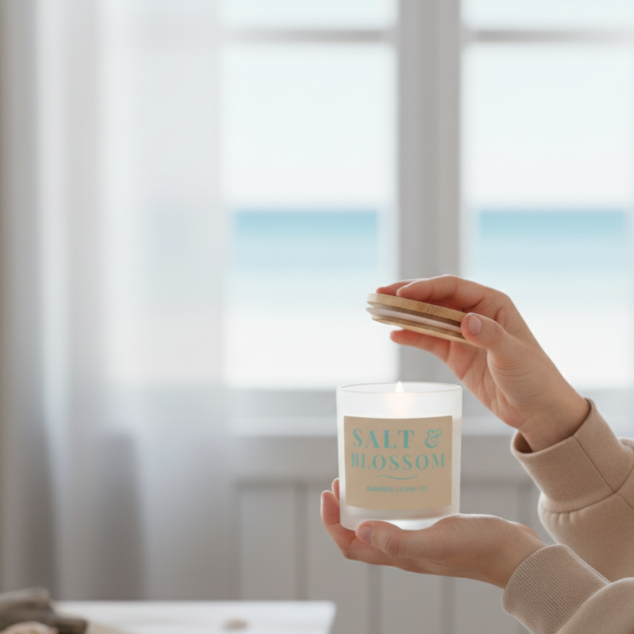 Salt & Blossom Candle | Seafoam Dreams Collection product thumbnail image Salt & Blossom Candle | Seafoam Dreams Collection product thumbnail image