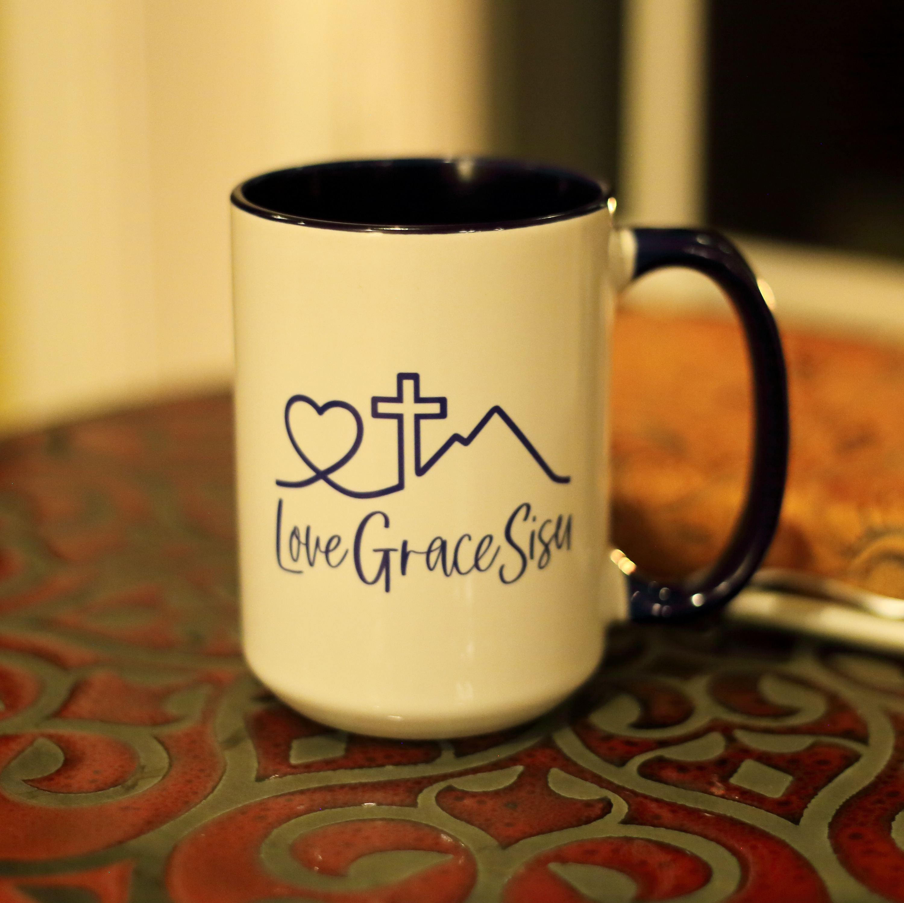 Love-Grace-Sisu with Blue Handle and Interior | Original Line Art | 11oz or 15oz product thumbnail image Love-Grace-Sisu with Blue Handle and Interior | Original Line Art | 11oz or 15oz product thumbnail image