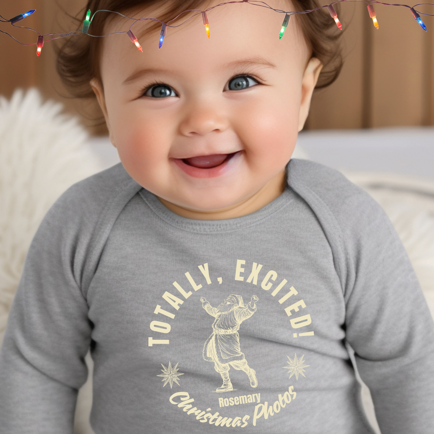 Totally Excited Infant Bodysuit, Baby Christmas Outfit, Long Sleeve Baby Clothes, Matching Family Photo, Personalized product thumbnail image Totally Excited Infant Bodysuit, Baby Christmas Outfit, Long Sleeve Baby Clothes, Matching Family Photo, Personalized product thumbnail image
