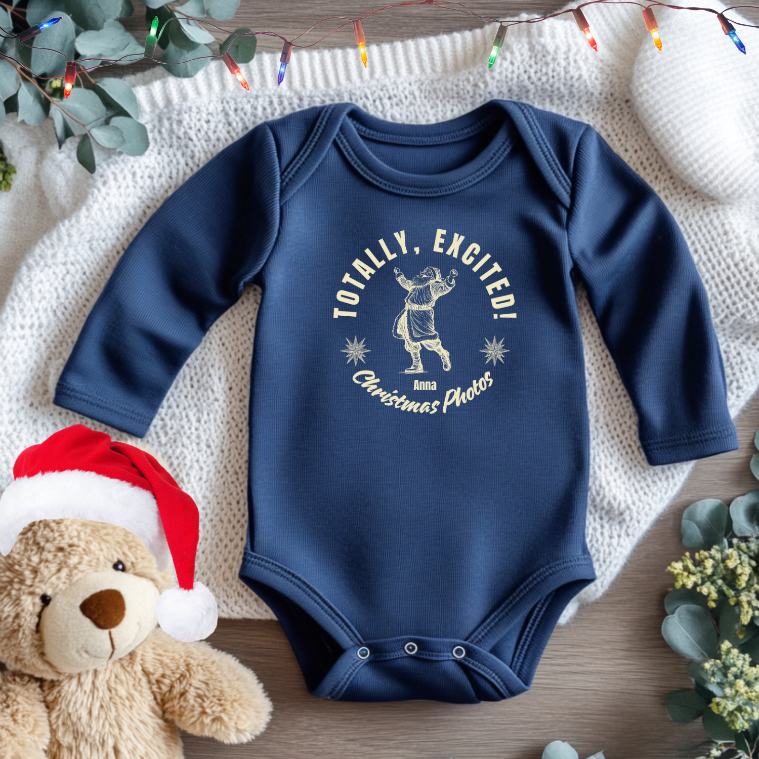 Totally Excited Infant Bodysuit, Baby Christmas Outfit, Long Sleeve Baby Clothes, Matching Family Photo, Personalized product thumbnail image Totally Excited Infant Bodysuit, Baby Christmas Outfit, Long Sleeve Baby Clothes, Matching Family Photo, Personalized product thumbnail image