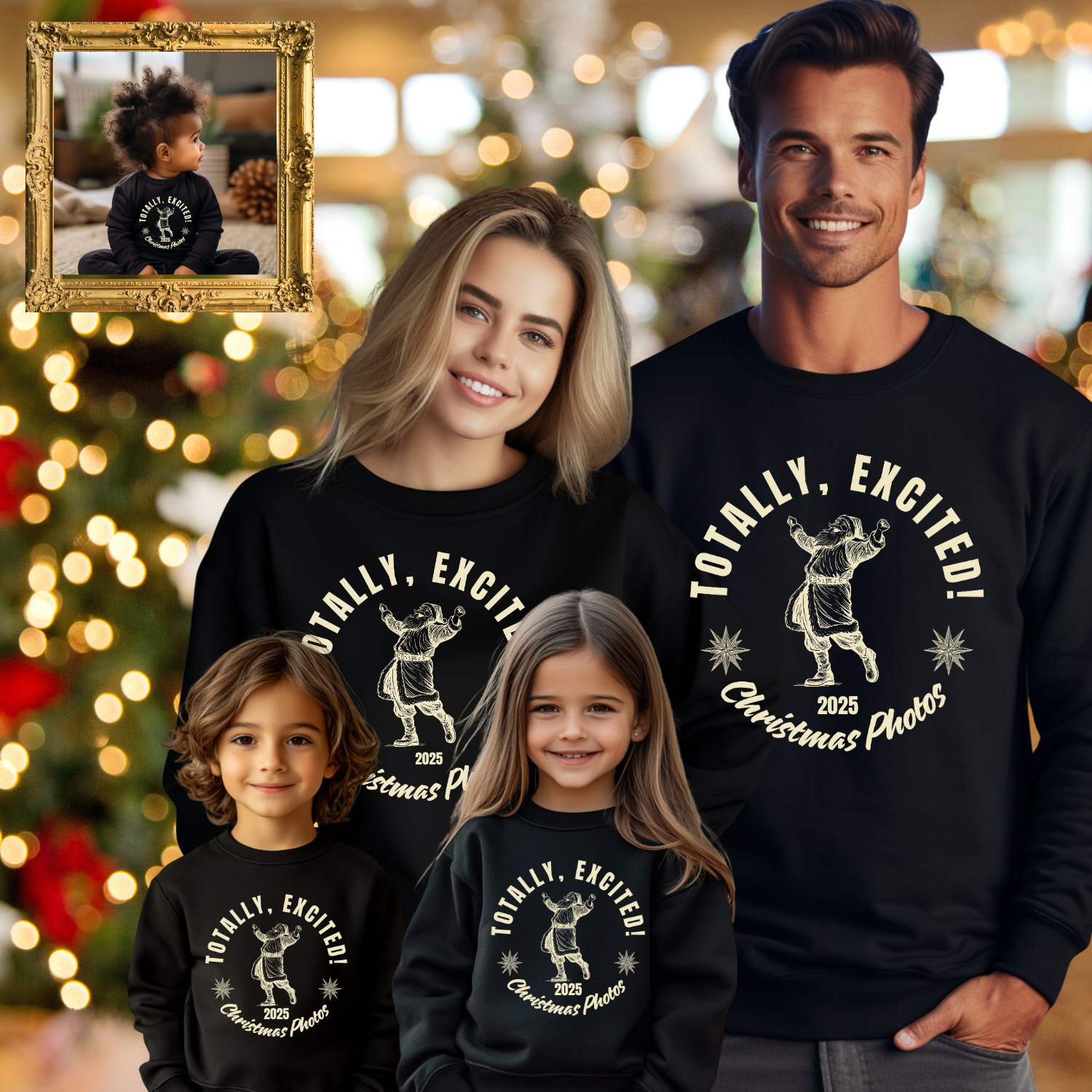 One Totally Excited About Christmas Photos Sweatshirt | Funny Matching Family Christmas Shirt Holiday Photo Unisex Heavy  Crewneck Sweatshirt product thumbnail image