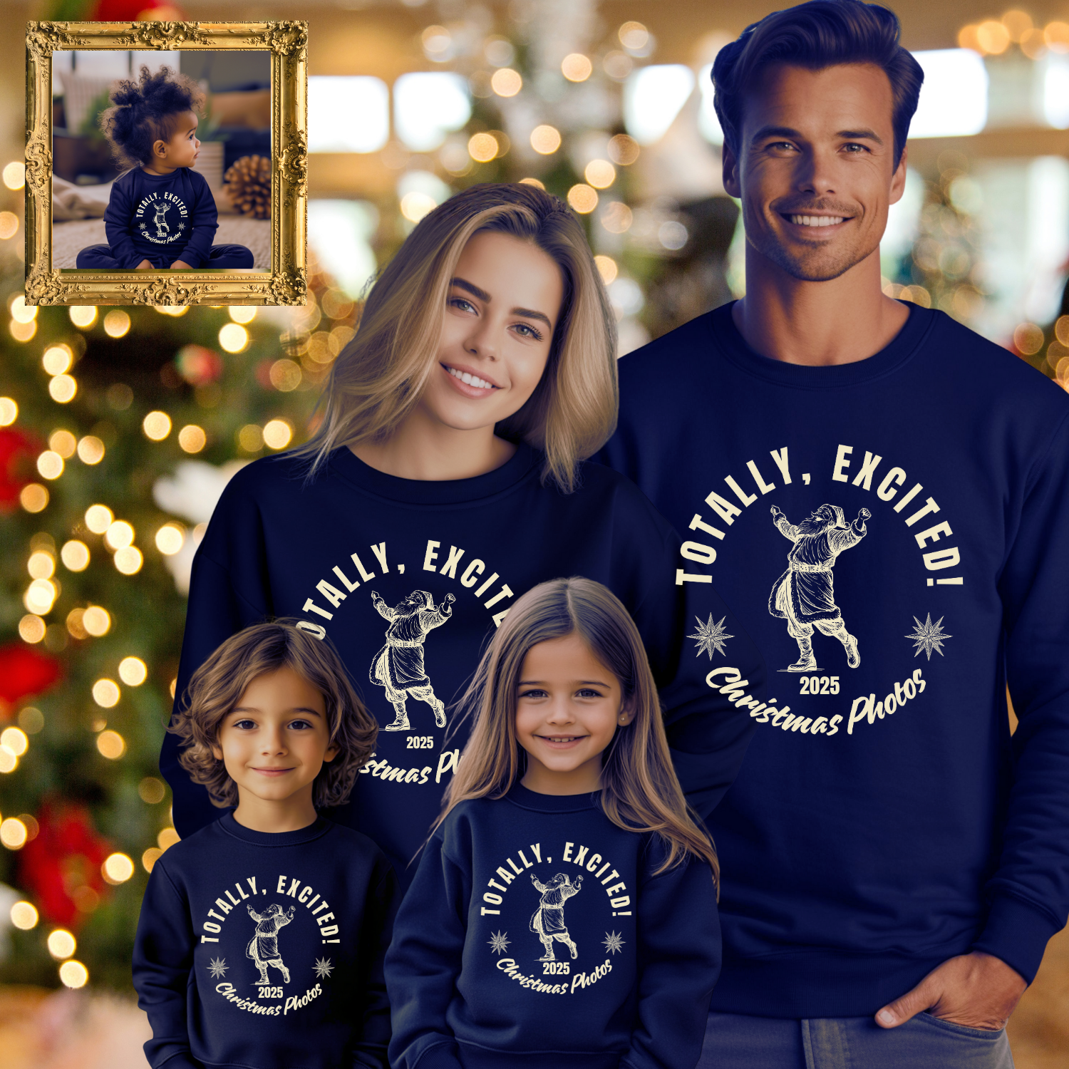 One Totally Excited About Christmas Photos Sweatshirt | Funny Matching Family Christmas Shirt Holiday Photo Unisex Heavy  Crewneck Sweatshirt product thumbnail image