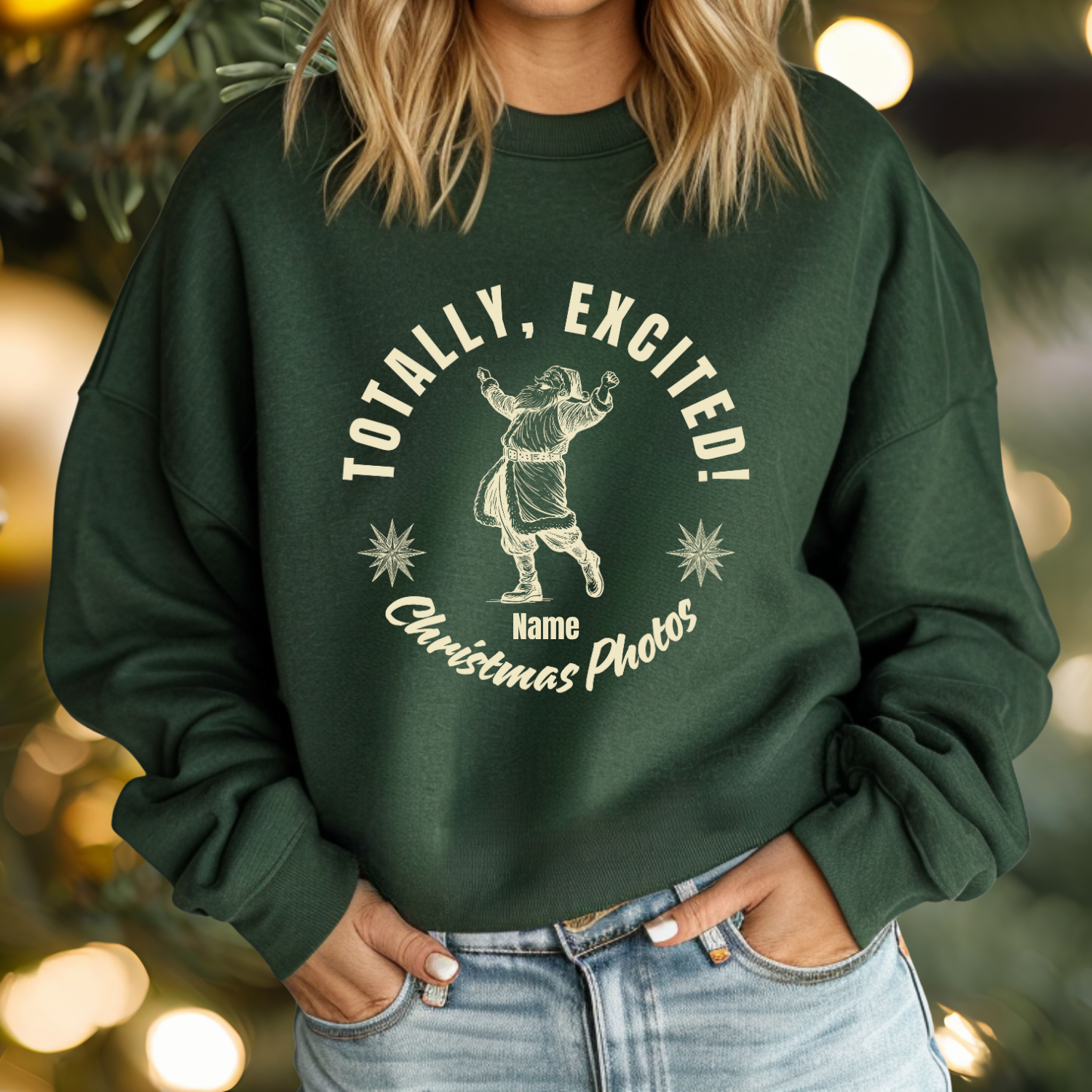 One Totally Excited About Christmas Photos Sweatshirt | Funny Matching Family Christmas Shirt Holiday Photo Unisex Heavy  Crewneck Sweatshirt