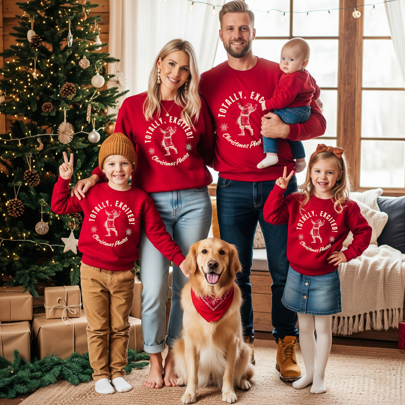 One Totally Excited About Christmas Photos Sweatshirt | Funny Matching Family Christmas Shirt Holiday Photo Unisex Heavy Crewneck Sweatshirt product thumbnail image One Totally Excited About Christmas Photos Sweatshirt | Funny Matching Family Christmas Shirt Holiday Photo Unisex Heavy Crewneck Sweatshirt product thumbnail image
