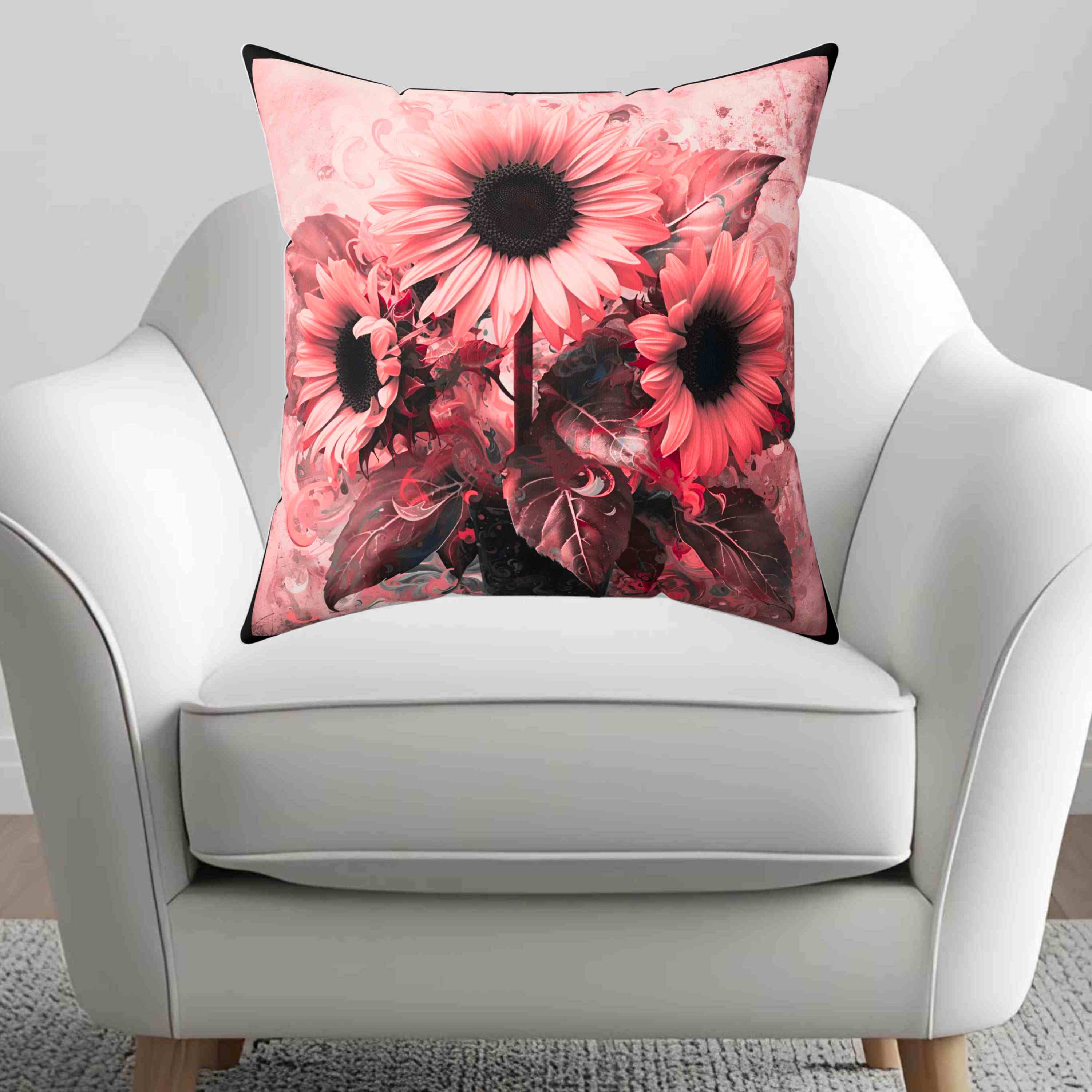 Sunflower Pillow Artistic Pink and Black -  Double-Sided Decorative Cushion for Modern or Romantic Home Décor, Cozy Home Accent, Perfect Gift for Weddings, Birthdays, or Housewarmings product thumbnail image
