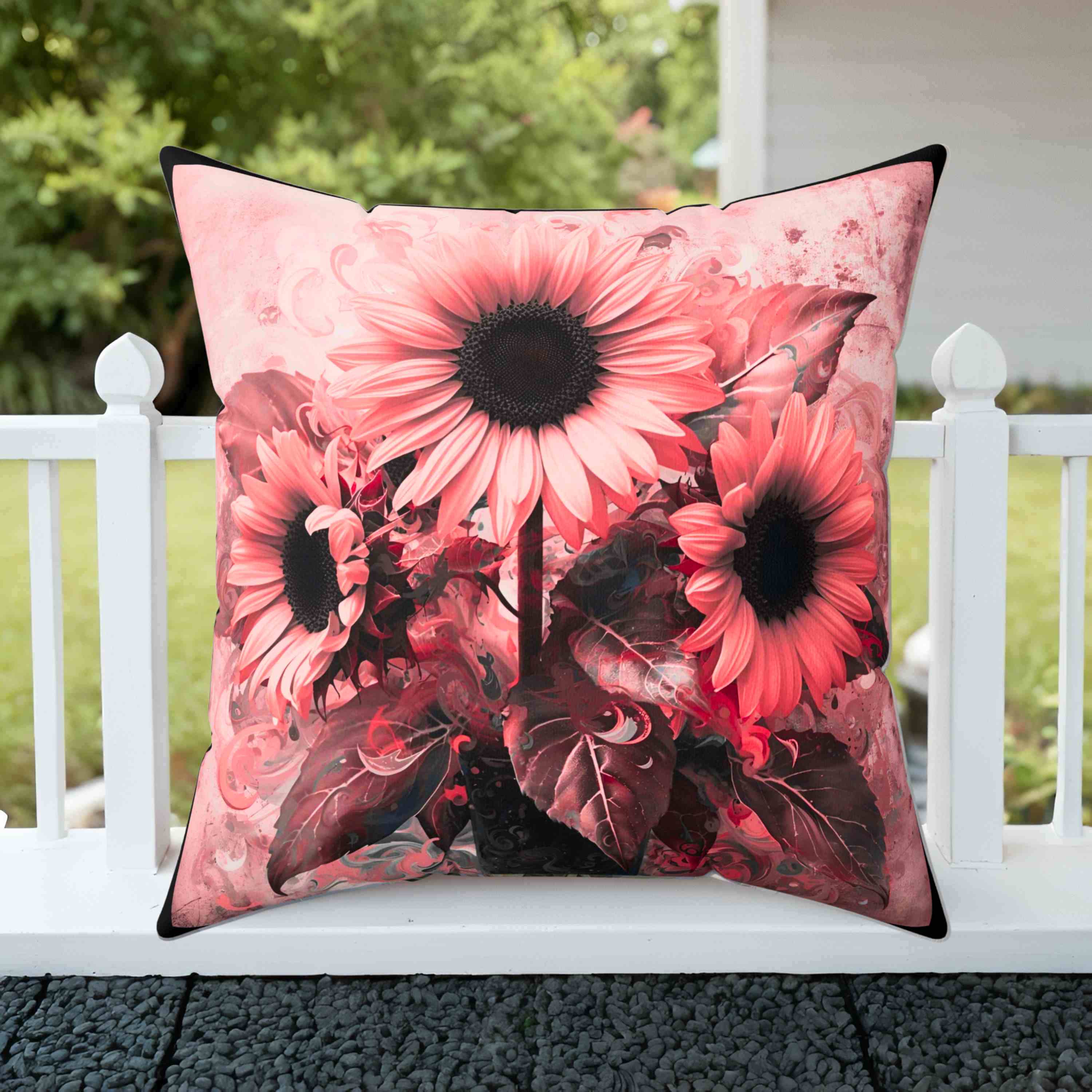 Sunflower Pillow Artistic Pink and Black -  Double-Sided Decorative Cushion for Modern or Romantic Home Décor, Cozy Home Accent, Perfect Gift for Weddings, Birthdays, or Housewarmings product thumbnail image