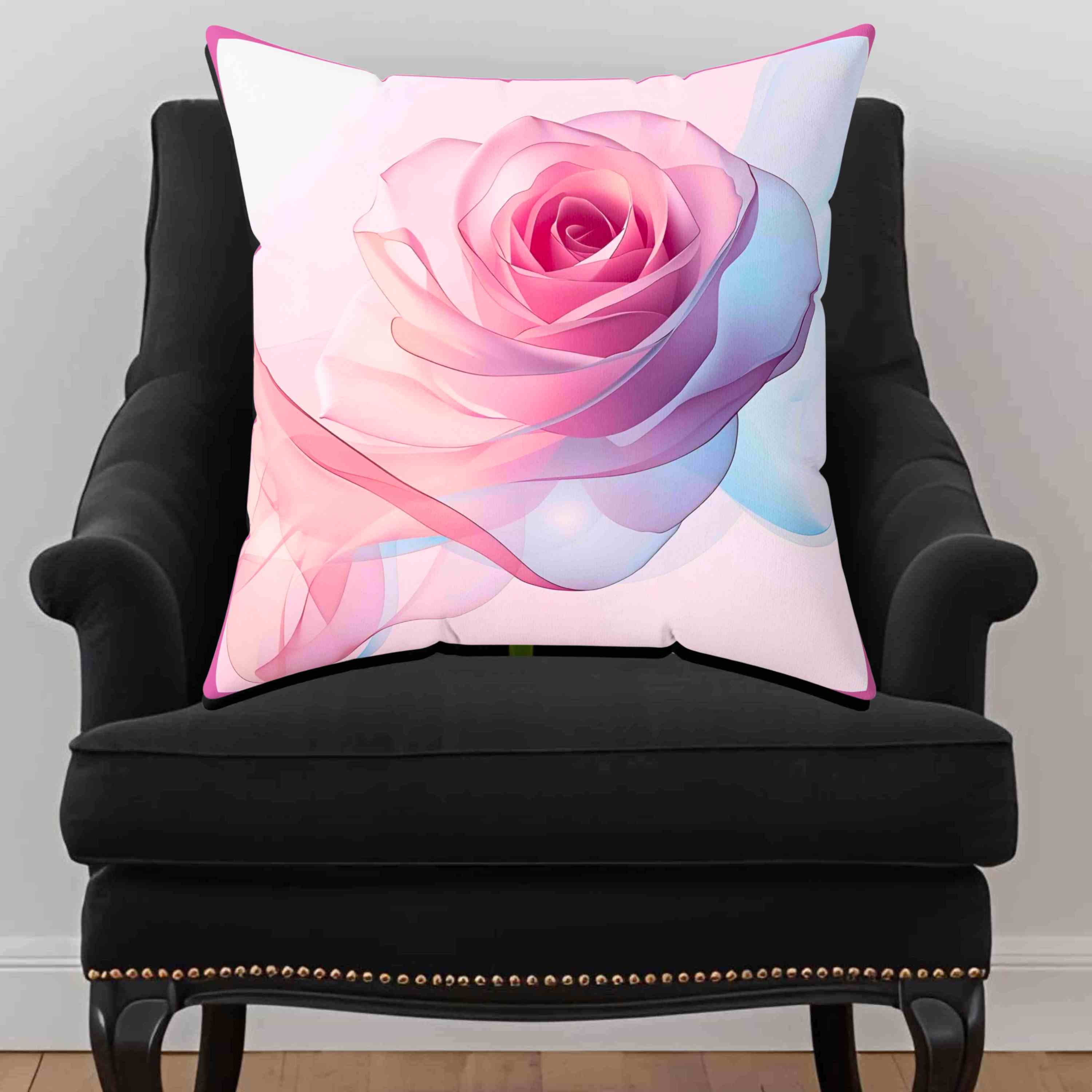 Delicate Pink Ribbon Rose Pillow – Semi-Transparent Flower Art on Pastel Canvas – Romantic Decorative Cushion for Home or Gift Décor, Floral Pillow, Home Decor, Gift for Her, Couch Cushion product thumbnail image