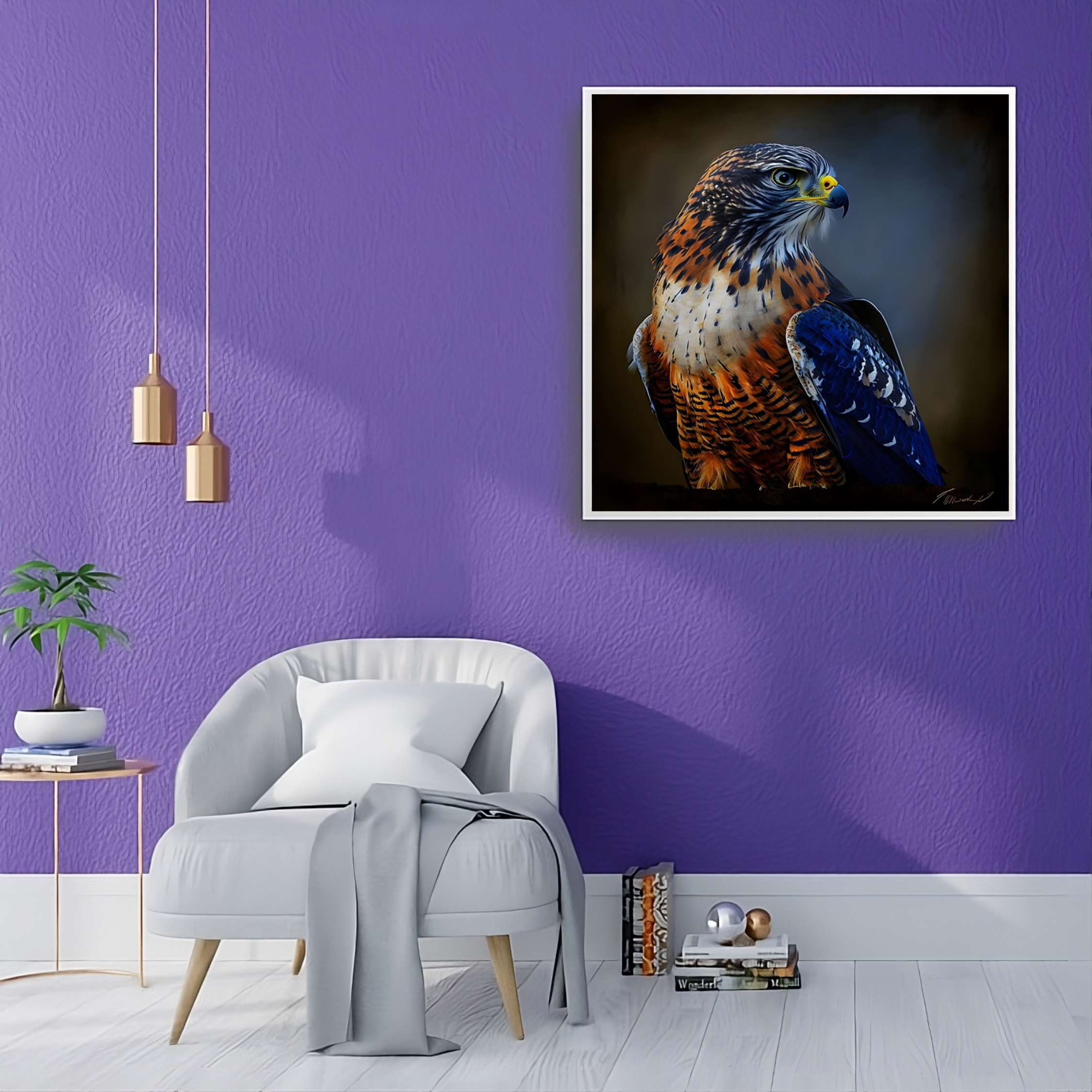 Artistic Silk Poster - Colorful Hawk Portrait Artwork Print for Home &amp; Outdoor Decor