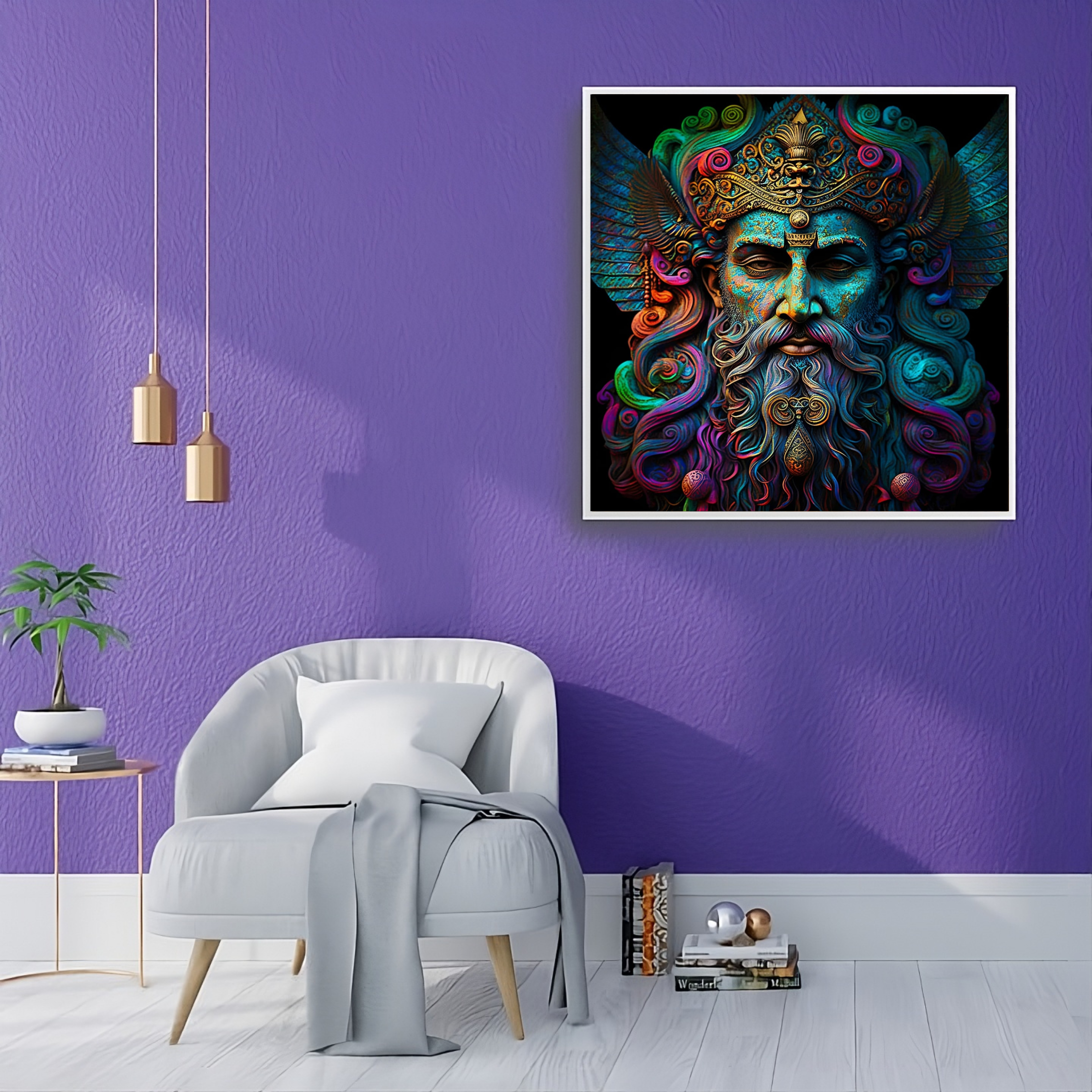 Artistic Silk Poster - Colorful Ahura Mazda Persian God Artwork Print for Home & Outdoor Decor Artistic Silk Poster - Colorful Ahura Mazda Persian God Artwork Print for Home & Outdoor Decor