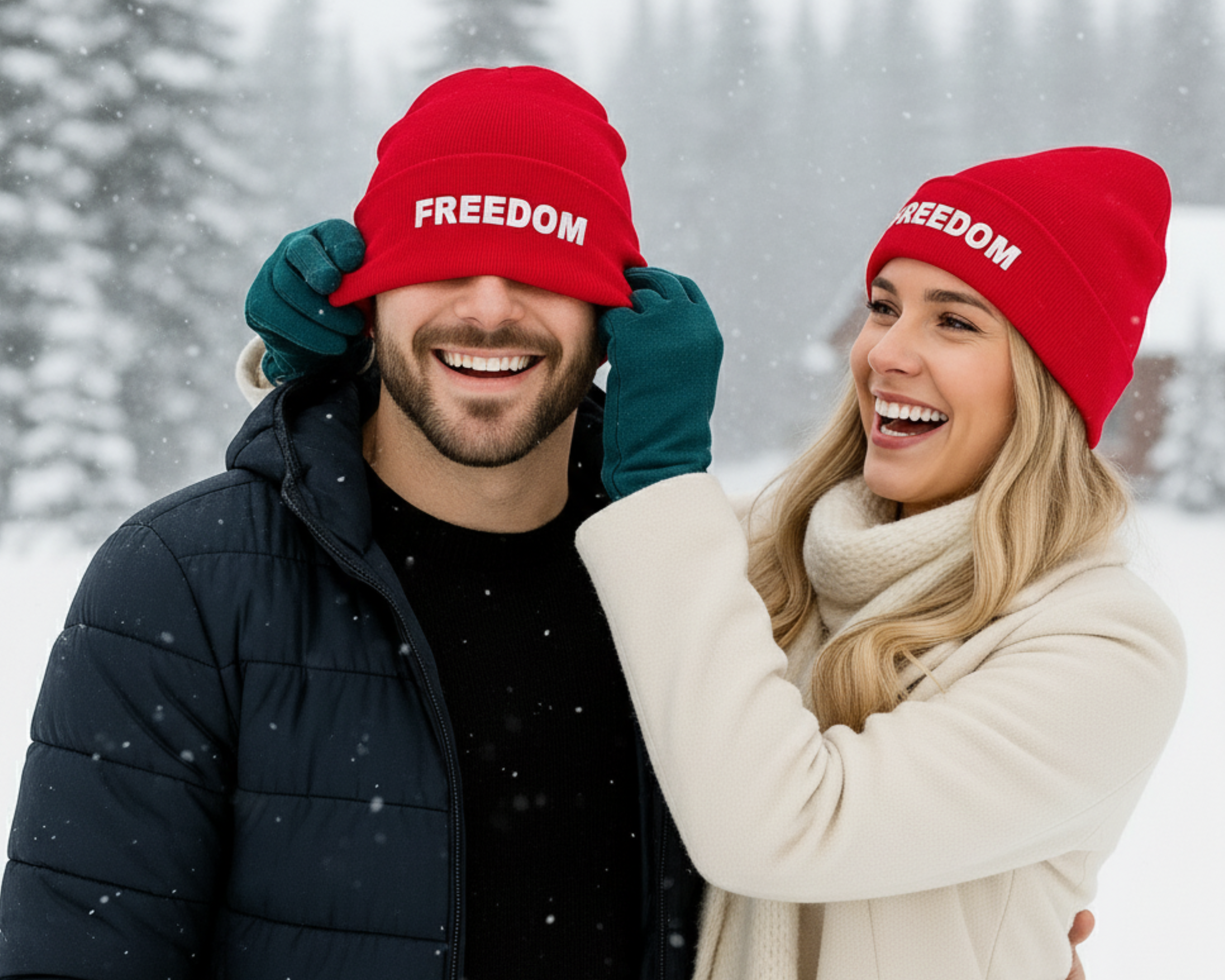 Beanie Hat Embroidered with Freedom Design product thumbnail image