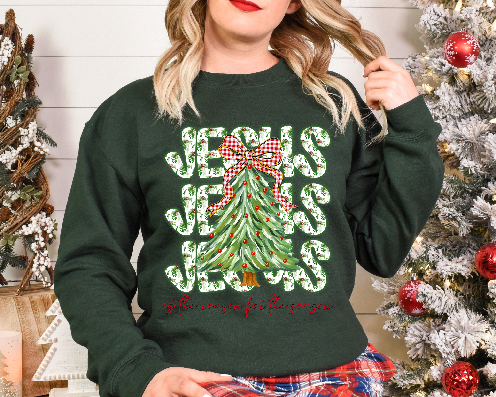 Christmas Jesus Crewneck Sweatshirt - Unisex Holiday Apparel product thumbnail image Christmas Jesus Crewneck Sweatshirt - Unisex Holiday Apparel product thumbnail image