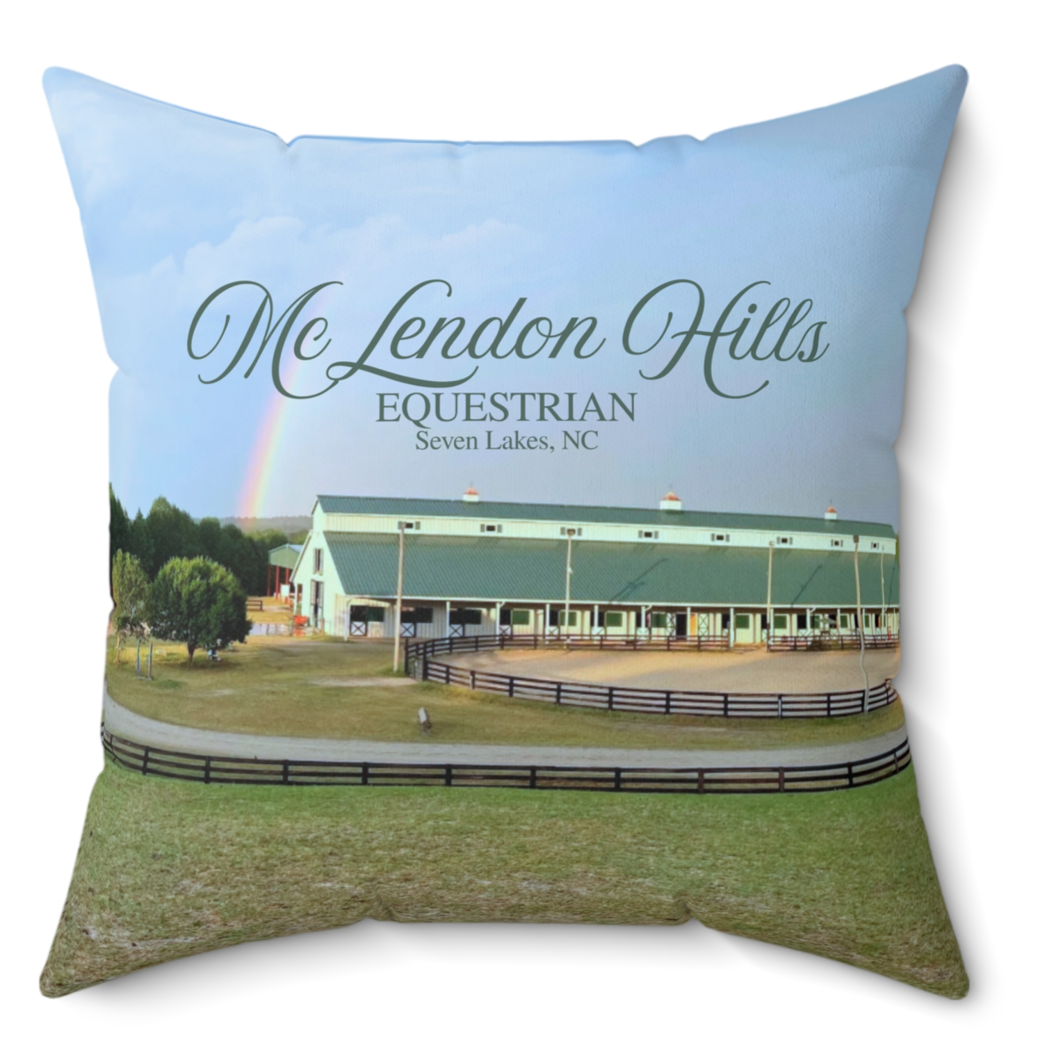 McLendon Hills Equestrian Pillow with Green Back