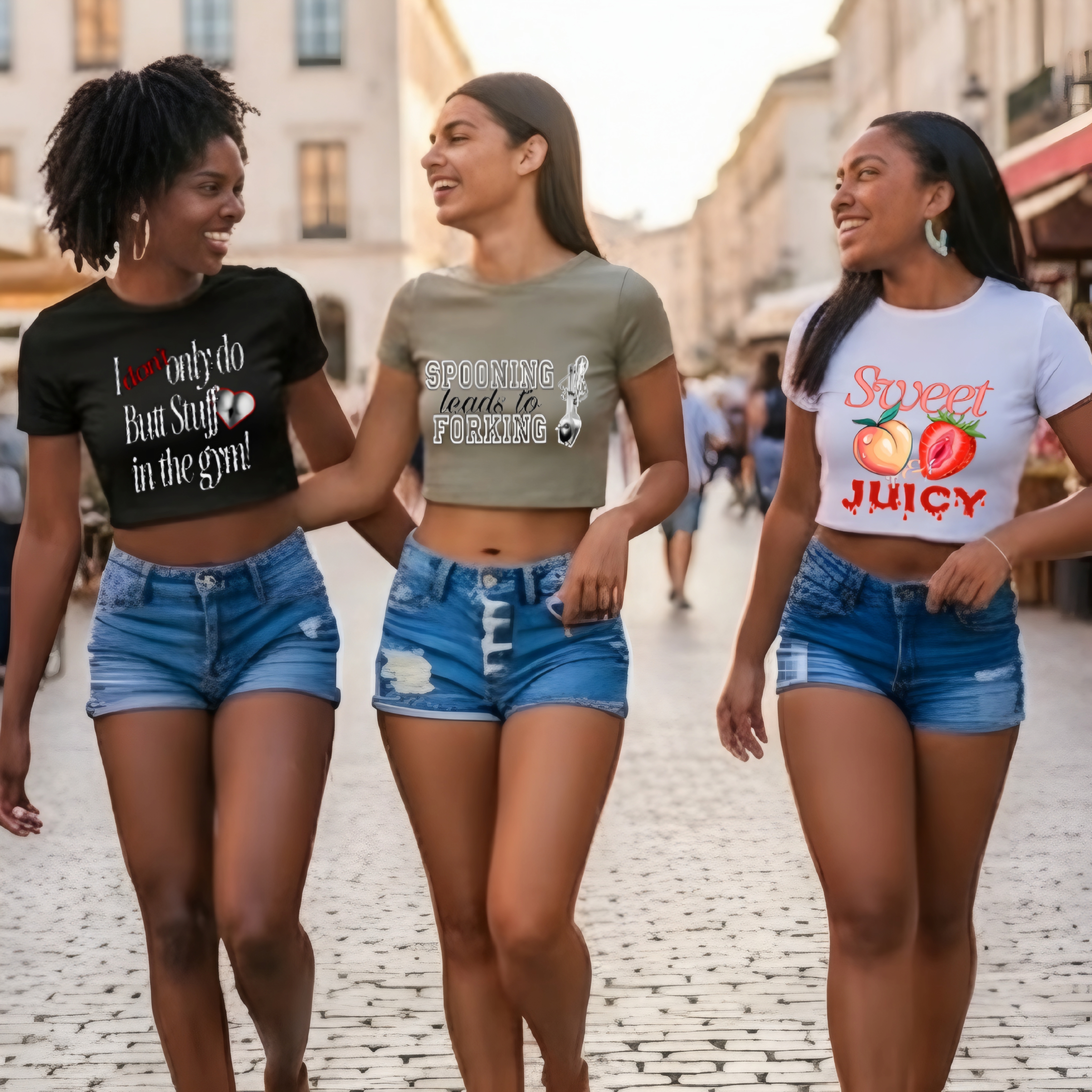 Crop Tee - Adult Humor Sexy Fit and Casual- Sweet &amp; Juicy product thumbnail image