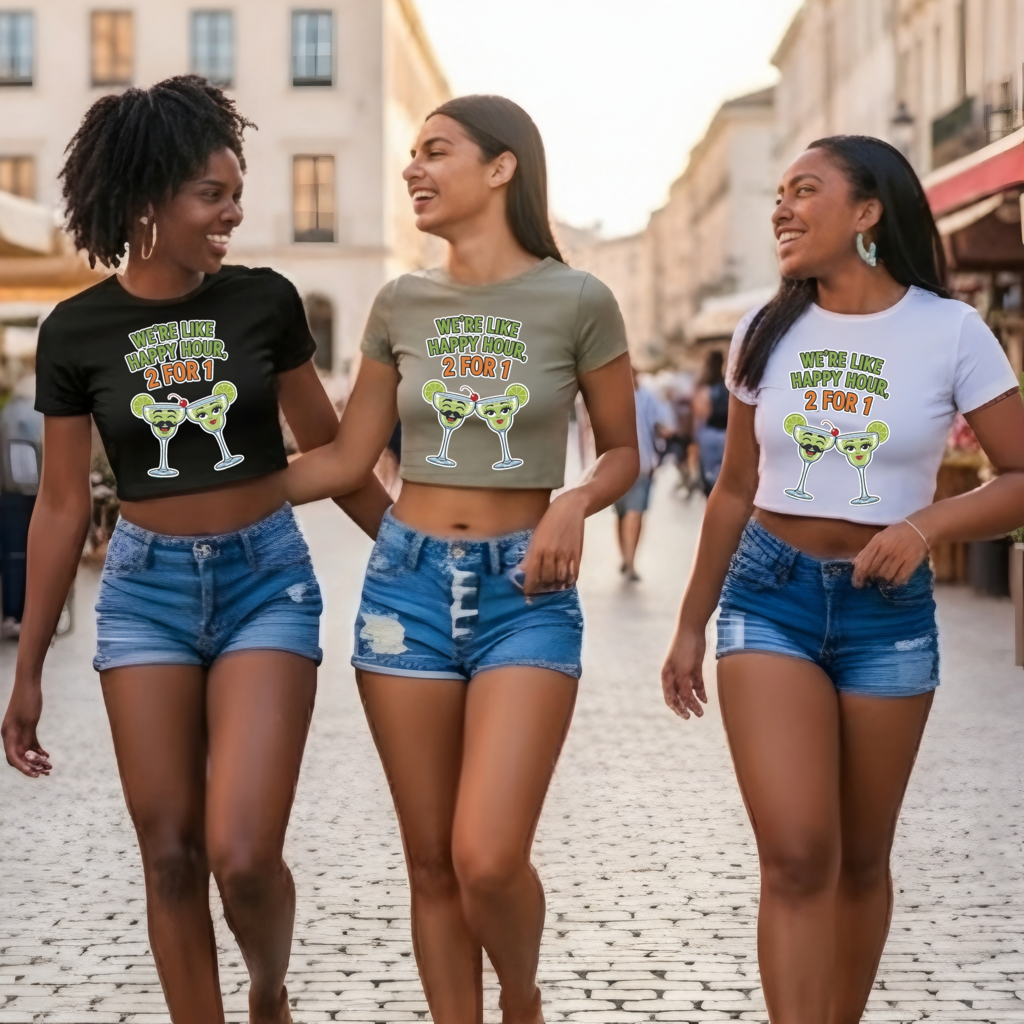 Crop Tee - Adult Humor Couples Shirts - Sexy Fit- Happy hour couple product thumbnail image