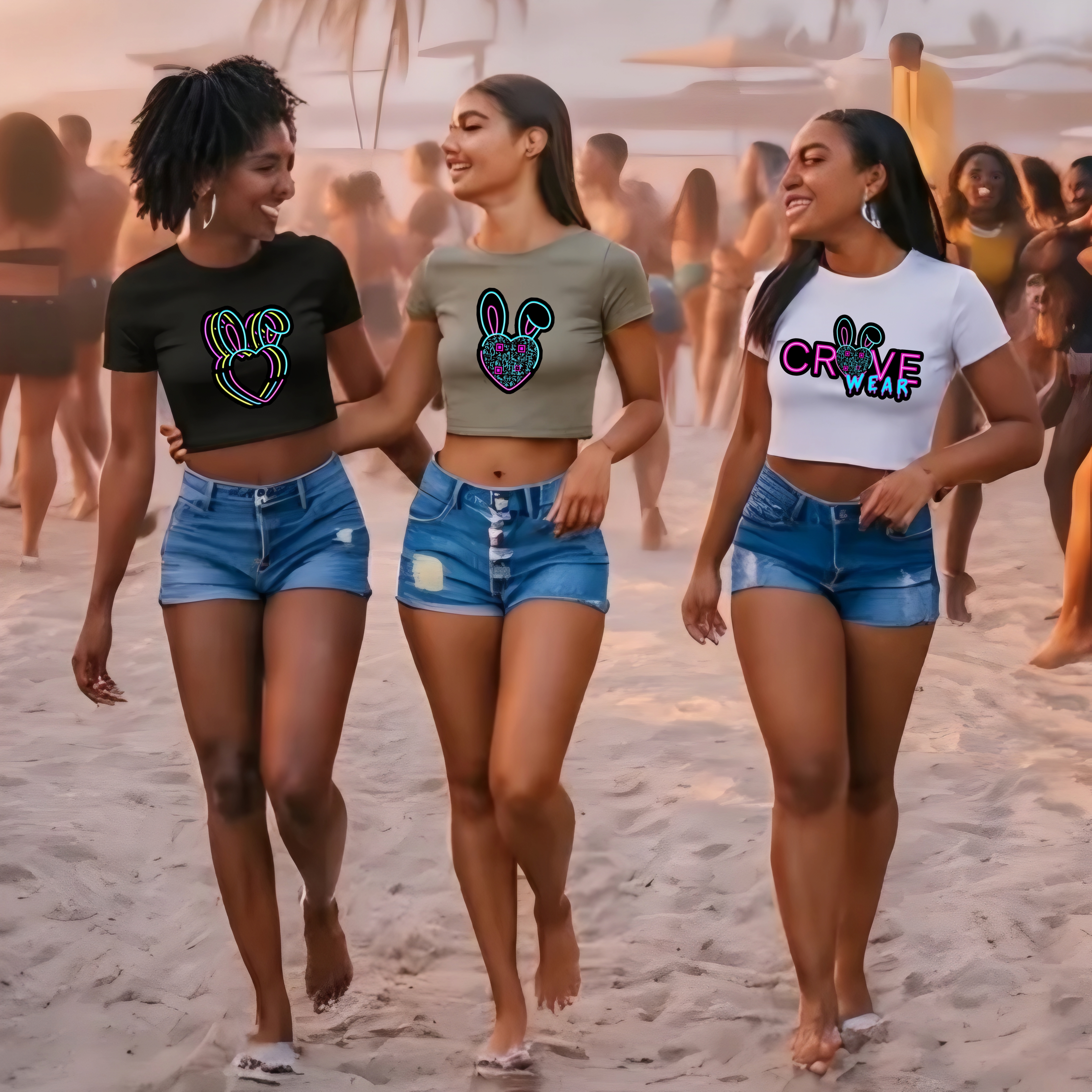 Rainbow Heart Crop Tee for Women -Crave product thumbnail image Rainbow Heart Crop Tee for Women -Crave product thumbnail image