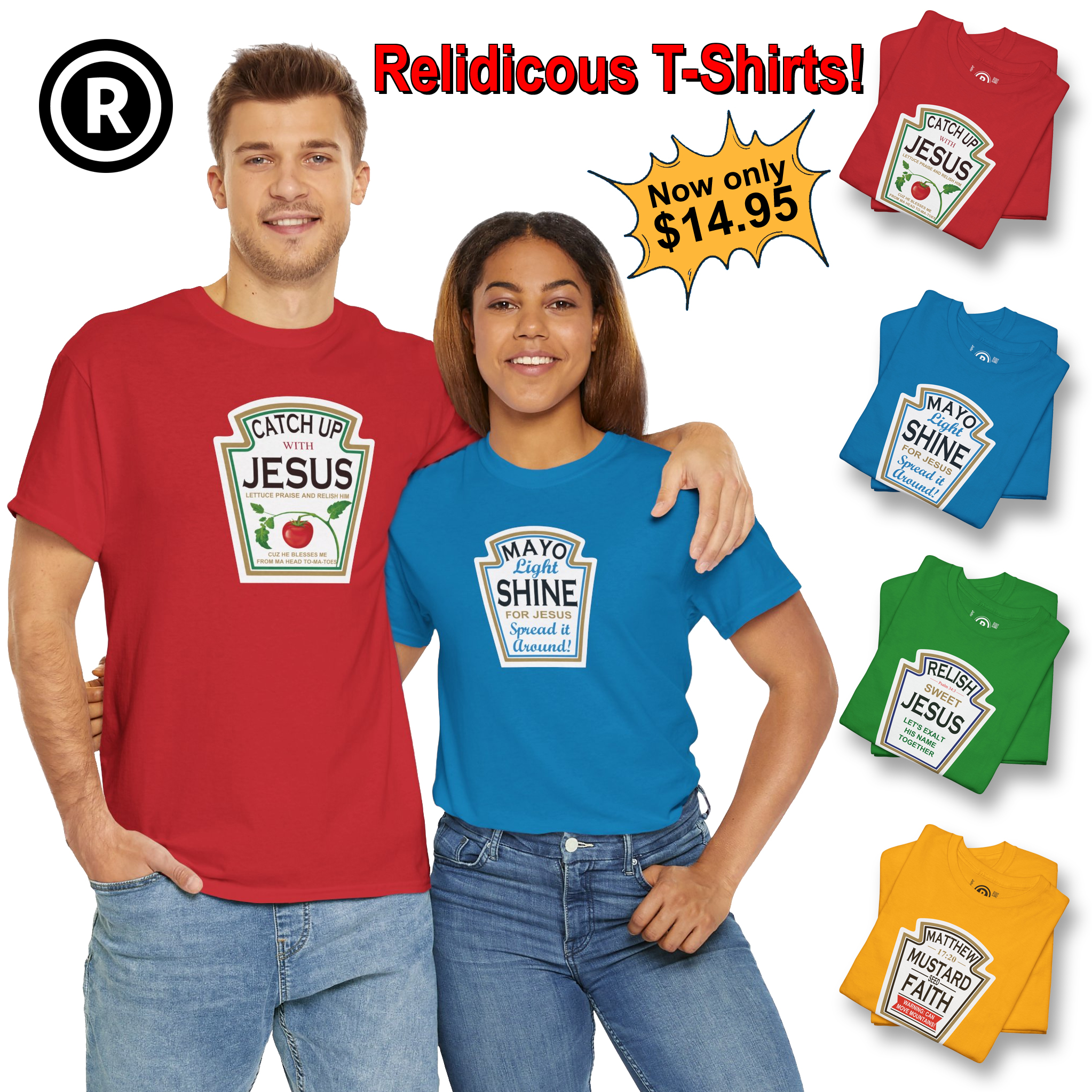 Catch up with Jesus - T-Shirt, 4 different designs in 4 different colors! product thumbnail image