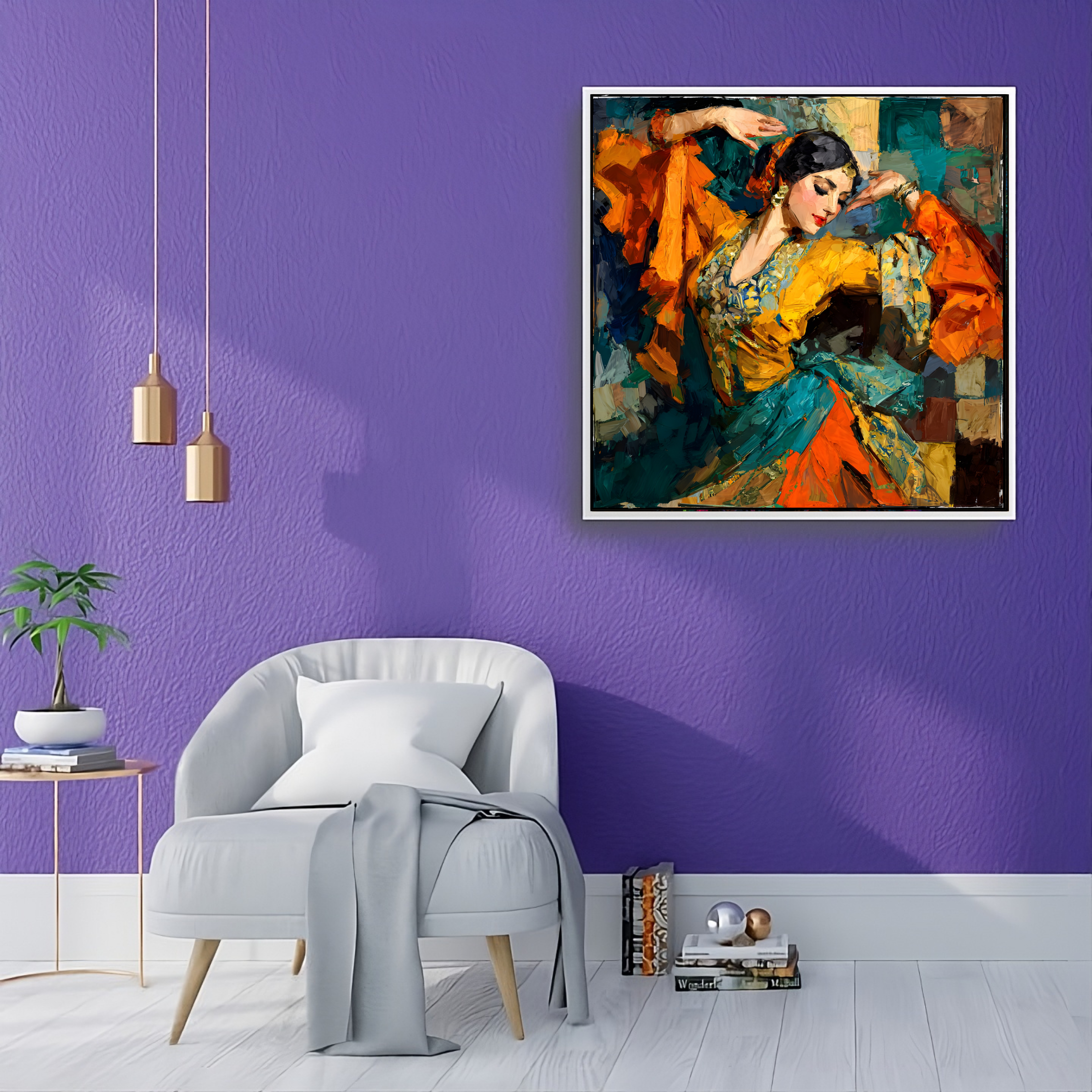 Artistic Silk Poster - Colorful Gitane Girl Dancing Flamenco Artwork Print for Home &amp; Outdoor Decor