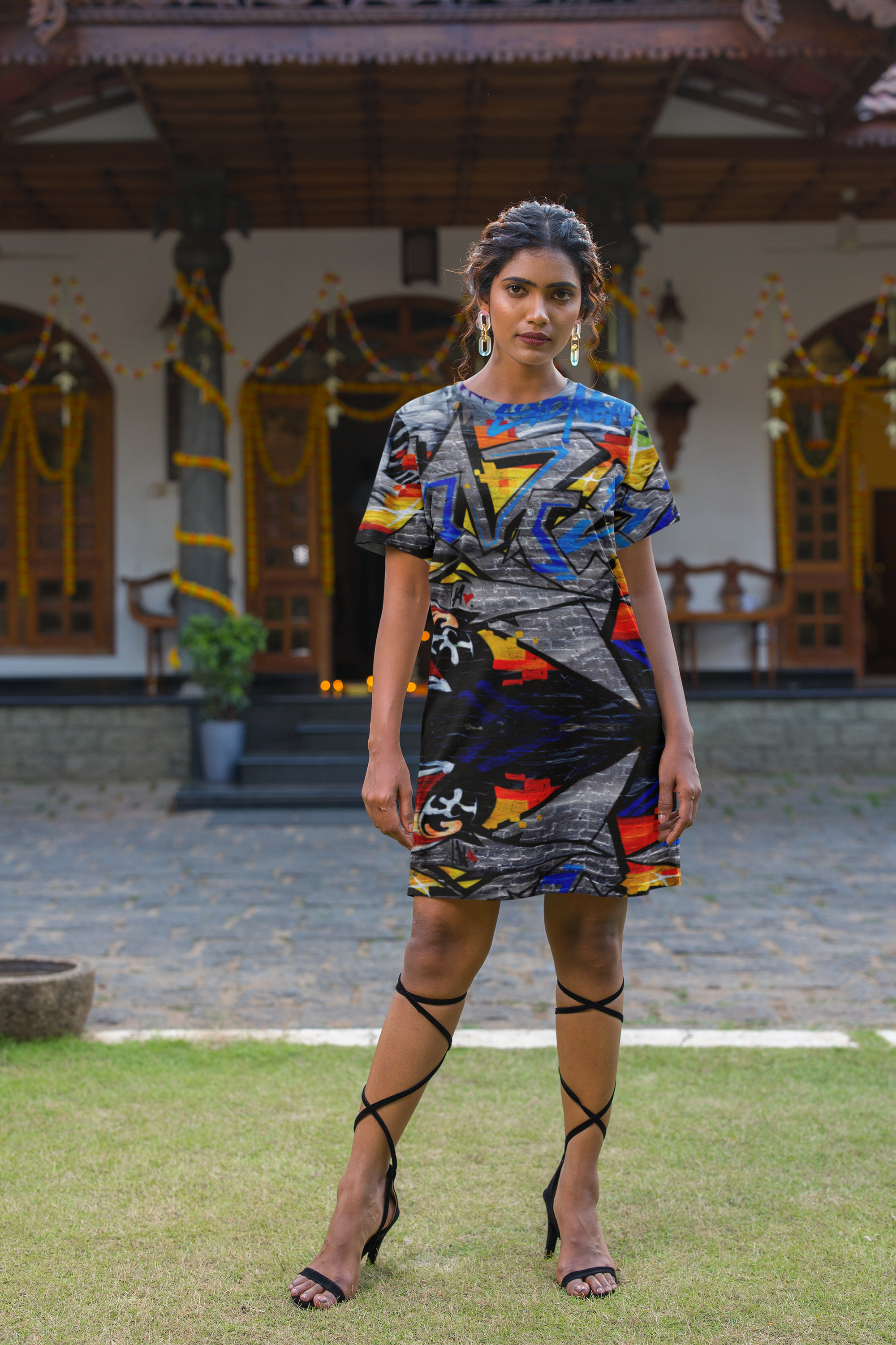 Vibrant Graffiti T-Shirt Dress for Bold Styles