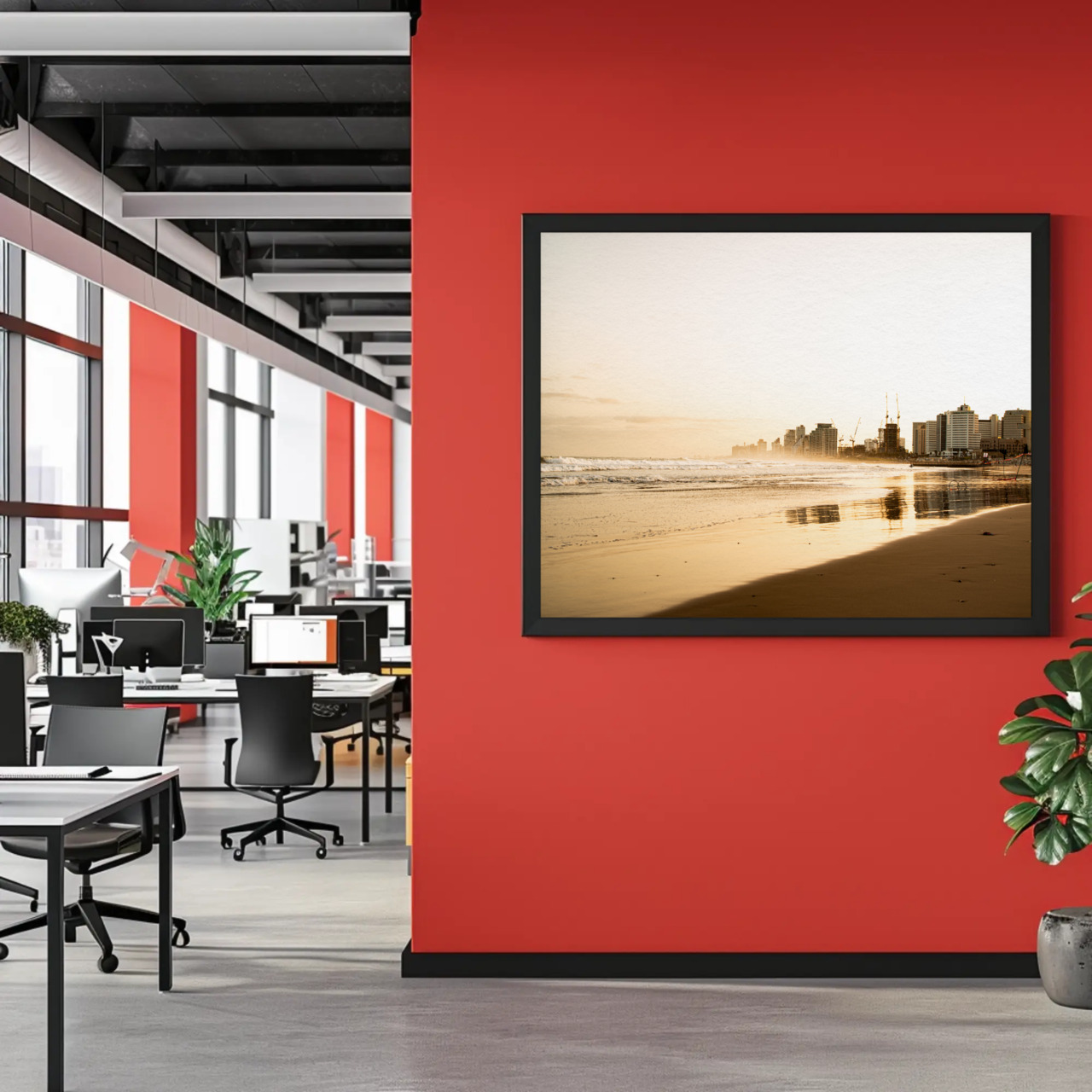 Elegant Beachscape Fine Art Print with Passepartout Frame product thumbnail image