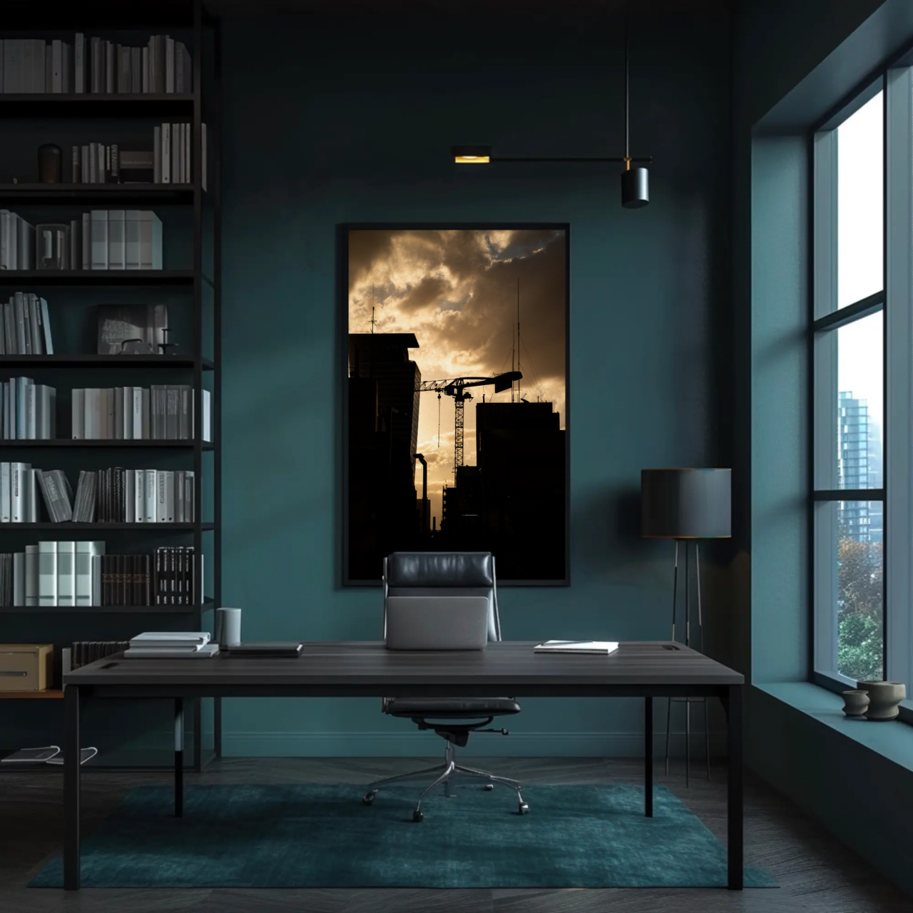 Urban Sunrise Silhouette Giclée Print | City Crane Wall Art product thumbnail image