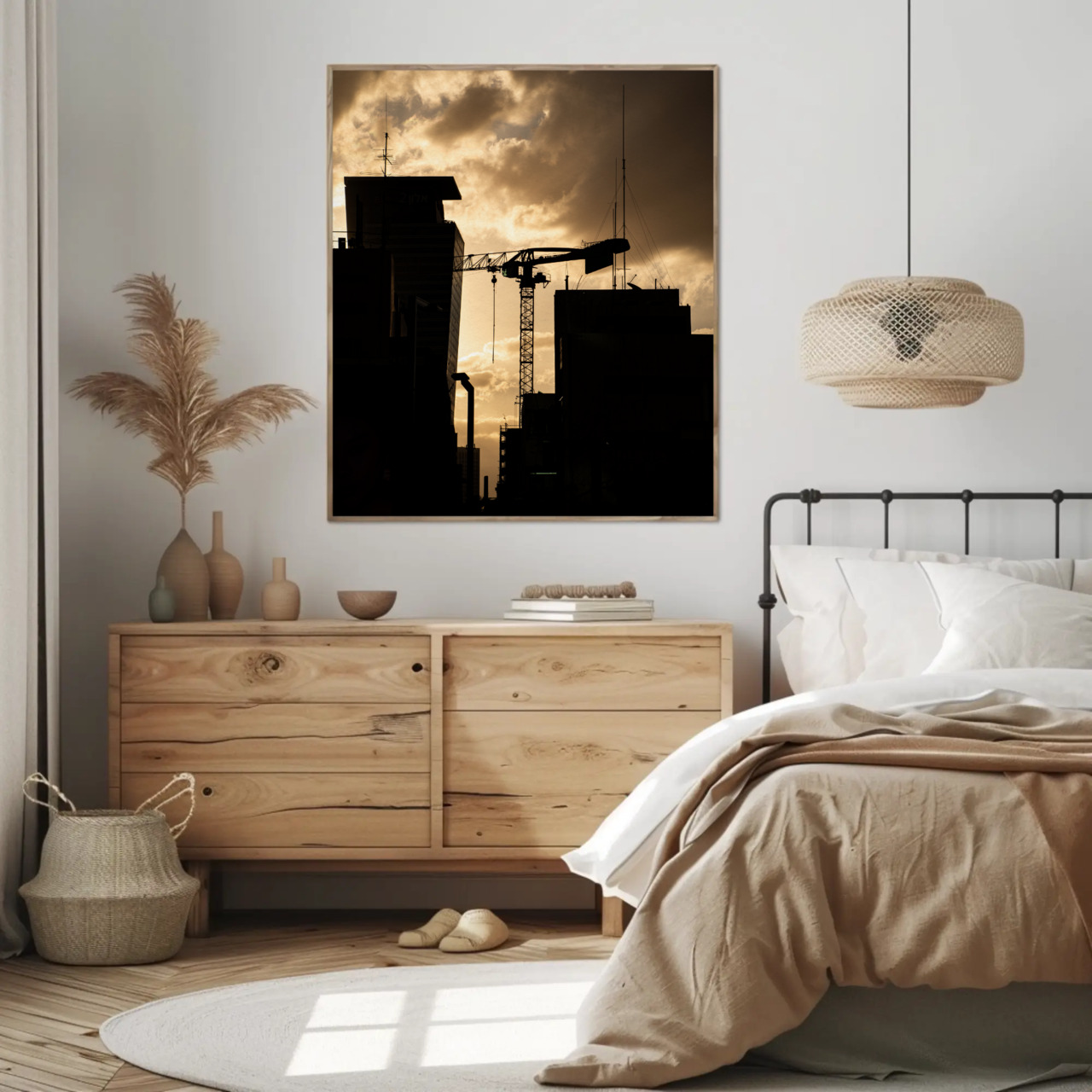 Urban Sunrise Silhouette Giclée Print | City Crane Wall Art product thumbnail image Urban Sunrise Silhouette Giclée Print | City Crane Wall Art product thumbnail image