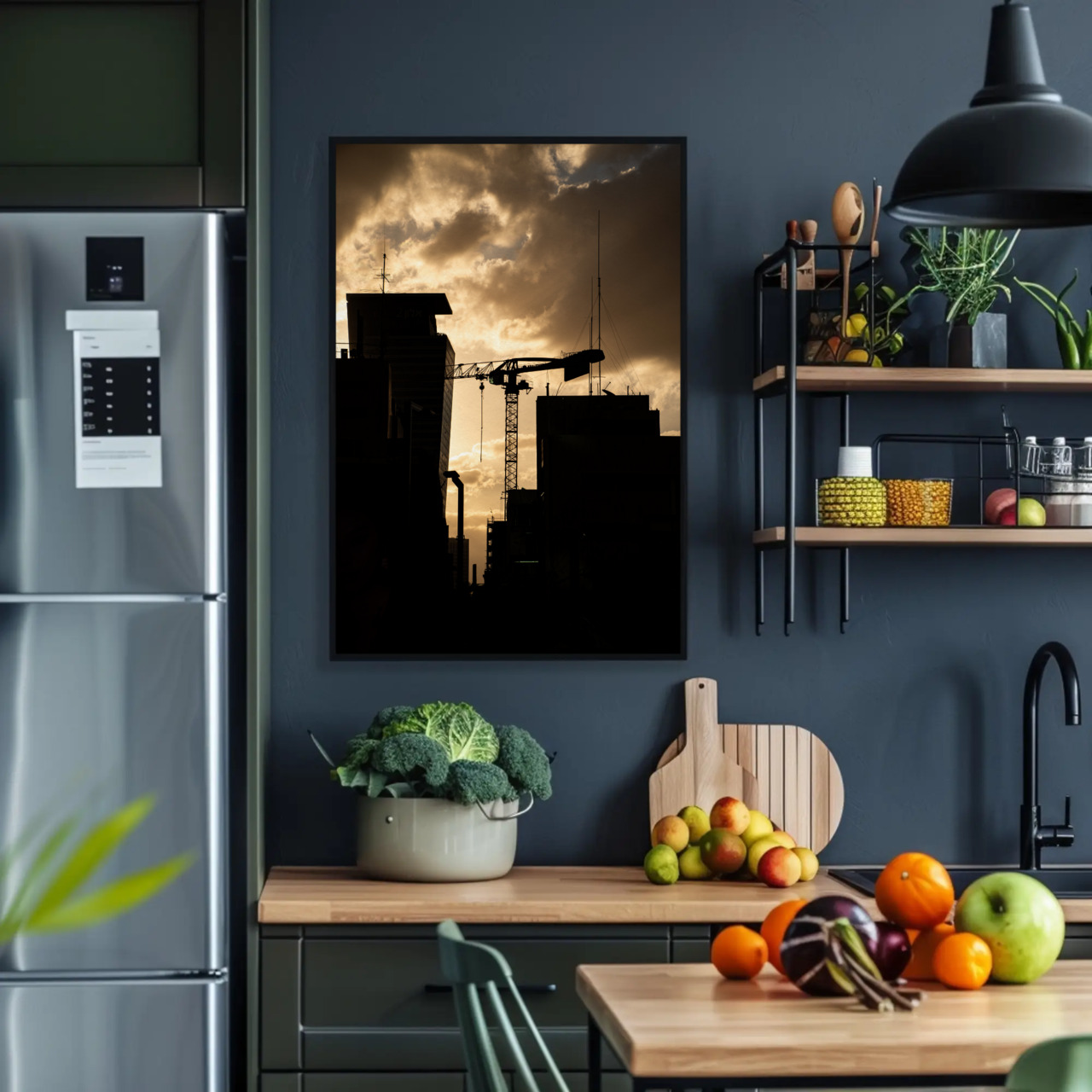 Urban Sunrise Silhouette Giclée Print | City Crane Wall Art product thumbnail image