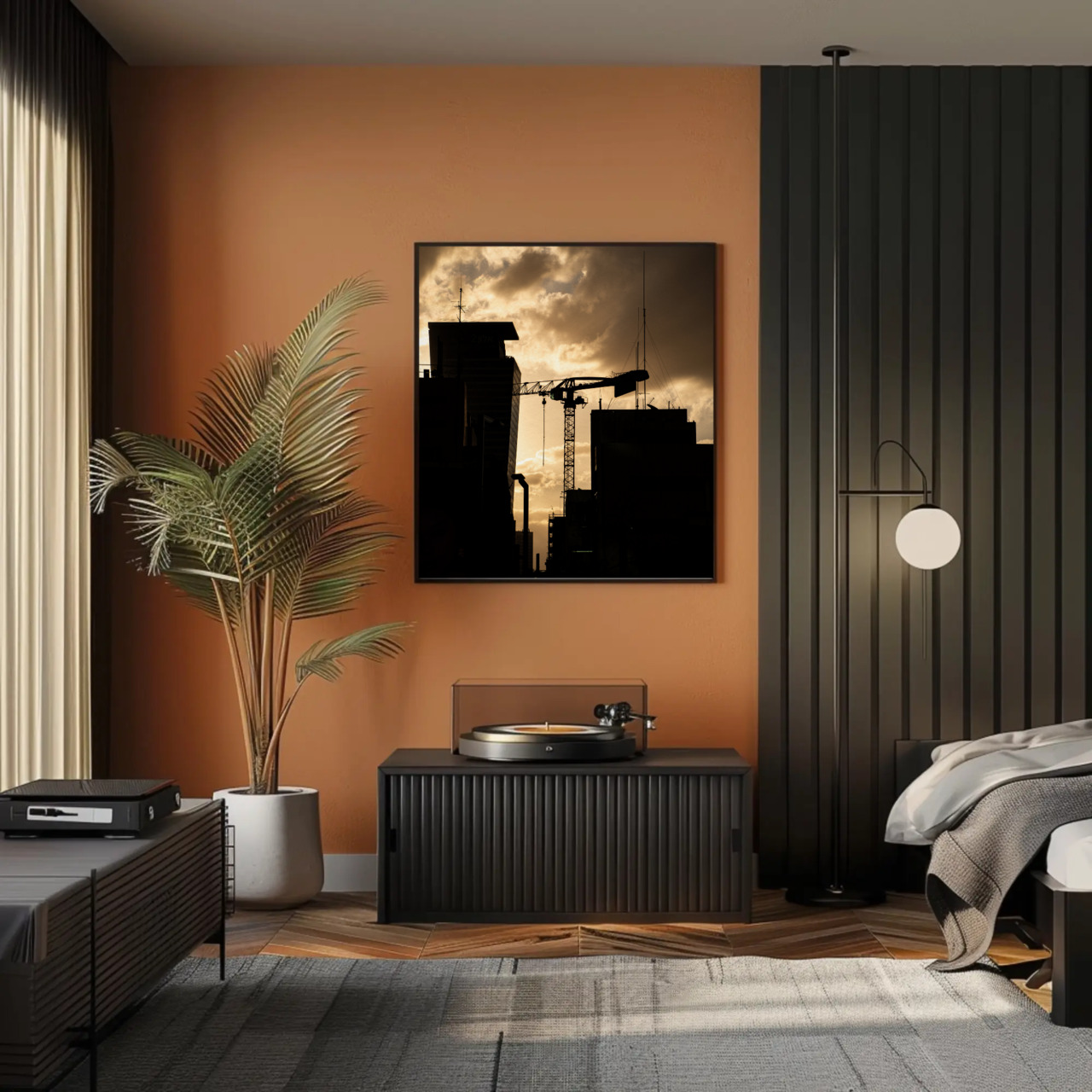 Urban Sunrise Silhouette Giclée Print | City Crane Wall Art product thumbnail image