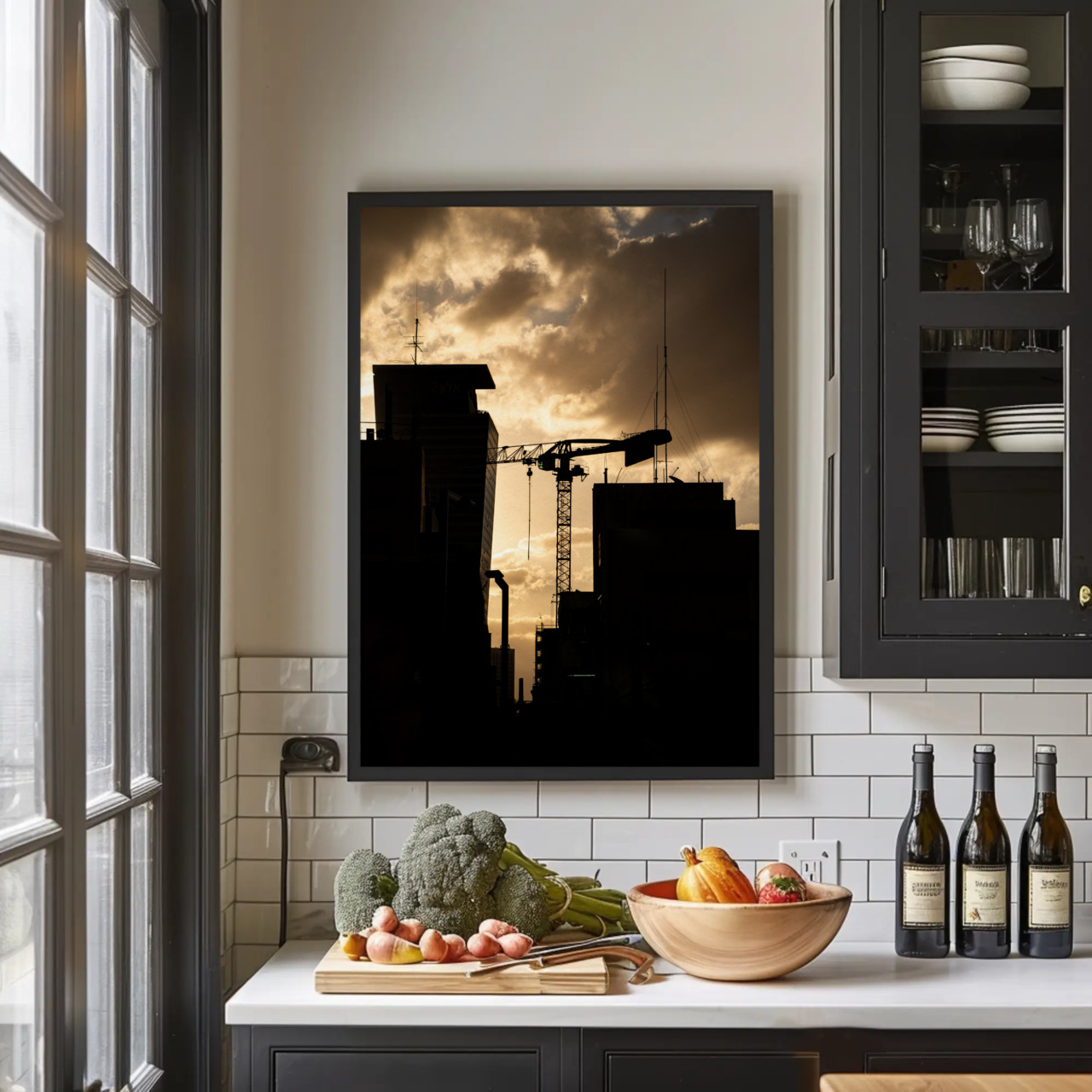 Urban Sunrise Silhouette Giclée Print | City Crane Wall Art product thumbnail image