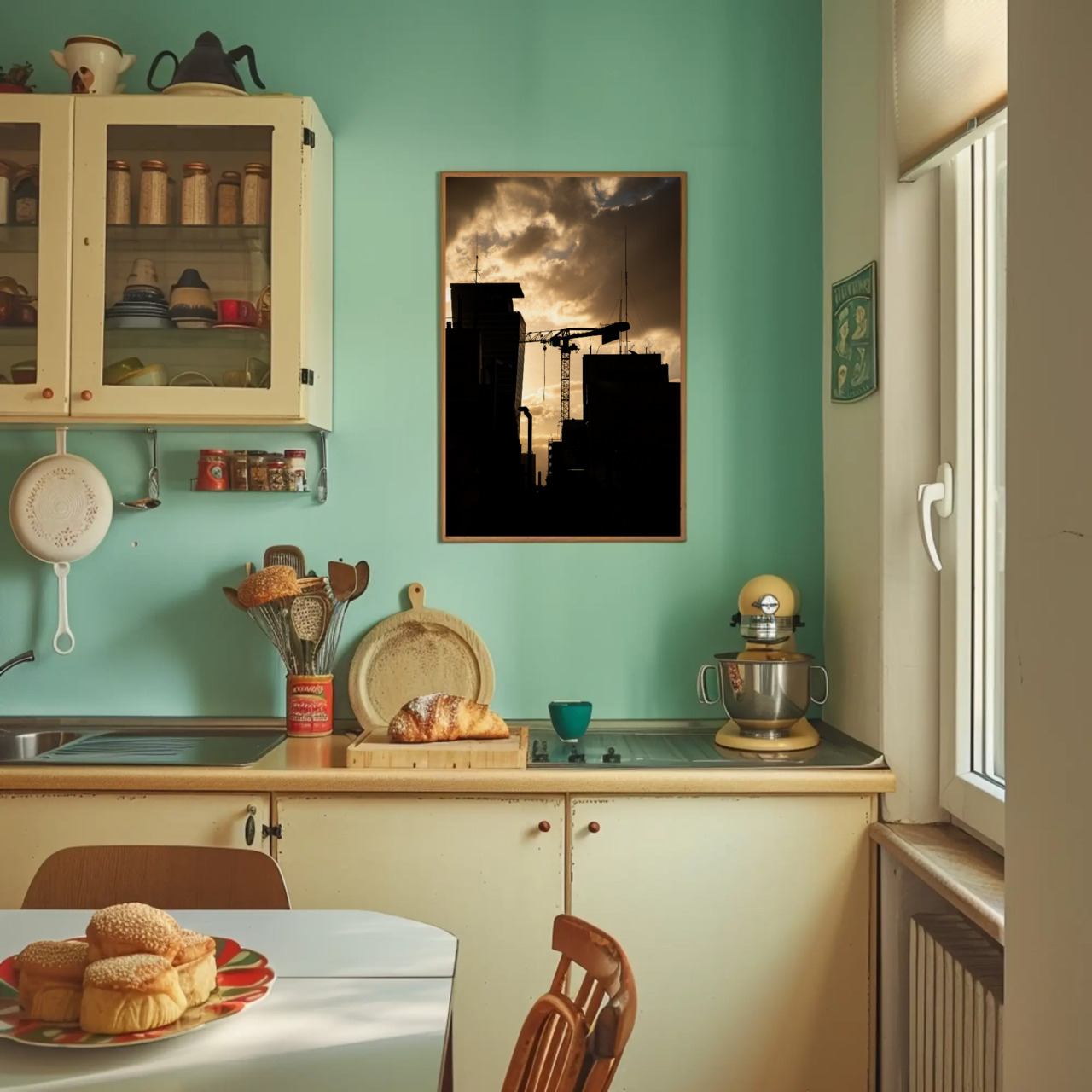 Urban Sunrise Silhouette Giclée Print | City Crane Wall Art product thumbnail image