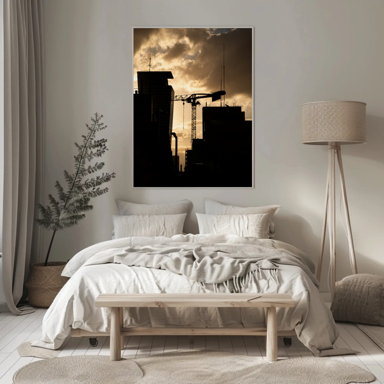 Urban Sunrise Silhouette Giclée Print | City Crane Wall Art product thumbnail image