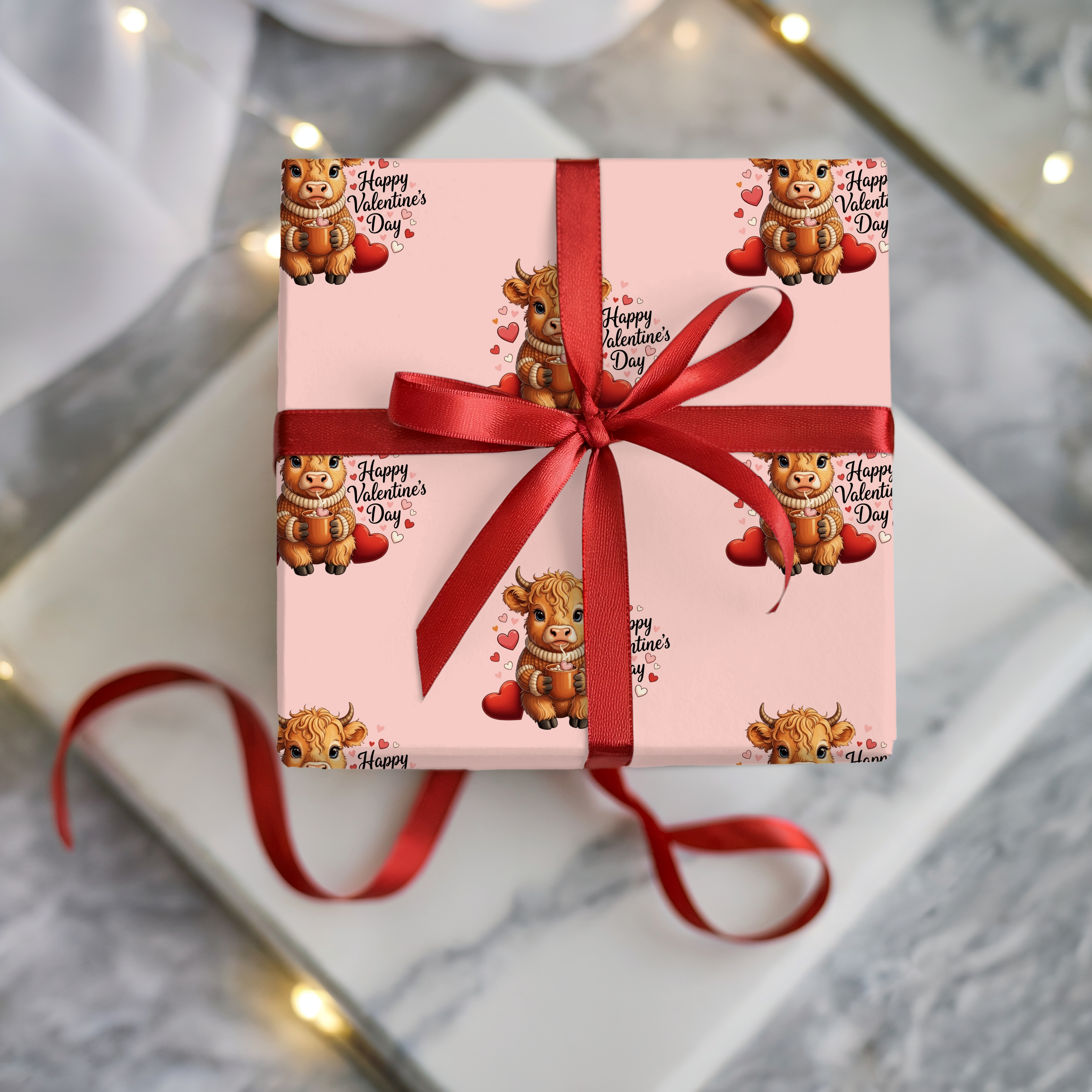 Highland Cow Valentines Wrapping Paper Cute Animal Valentine's Wrapping Paper for Gift Giving product thumbnail image Highland Cow Valentines Wrapping Paper Cute Animal Valentine's Wrapping Paper for Gift Giving product thumbnail image