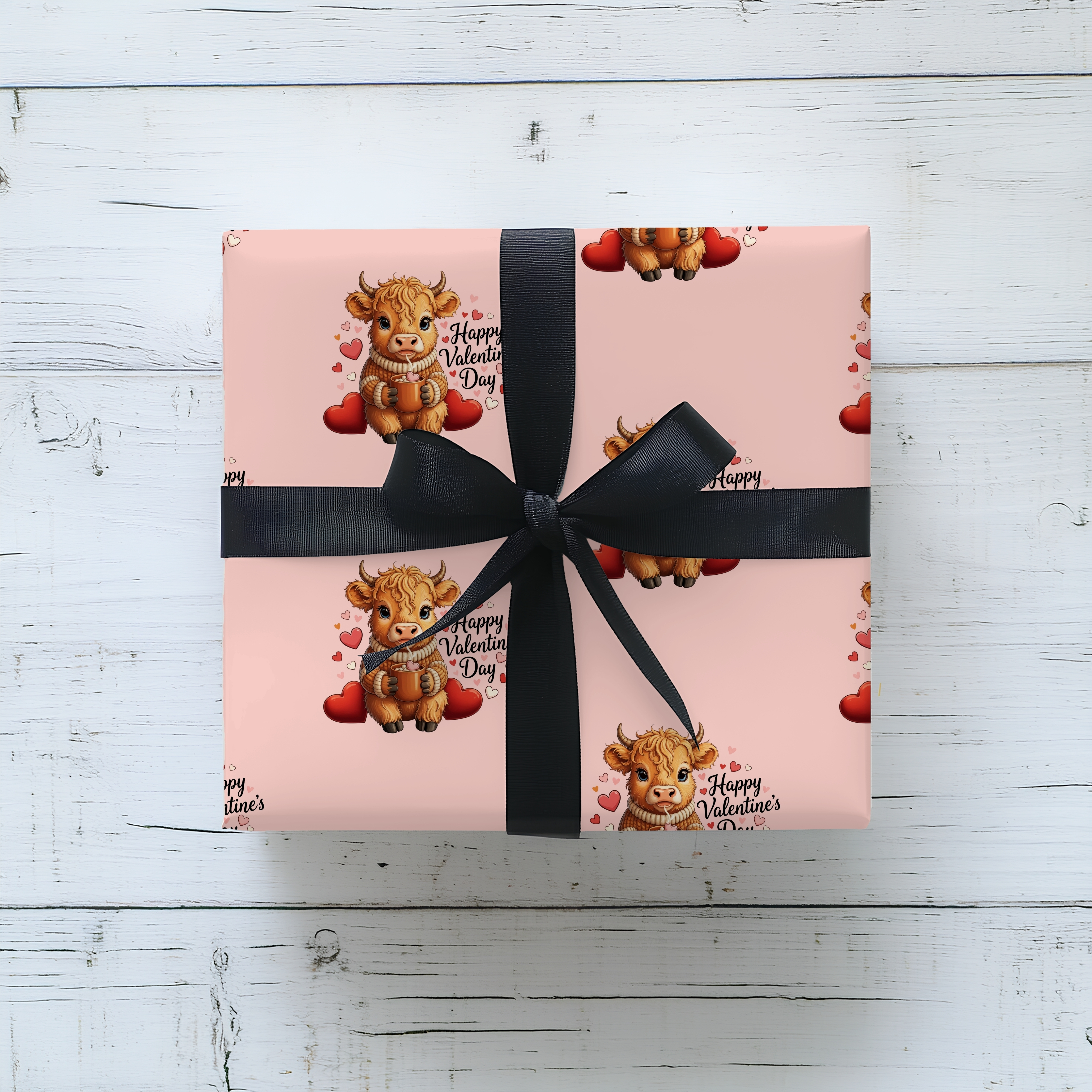 Highland Cow Valentines Wrapping Paper Cute Animal Valentine's Wrapping Paper for Gift Giving product thumbnail image Highland Cow Valentines Wrapping Paper Cute Animal Valentine's Wrapping Paper for Gift Giving product thumbnail image