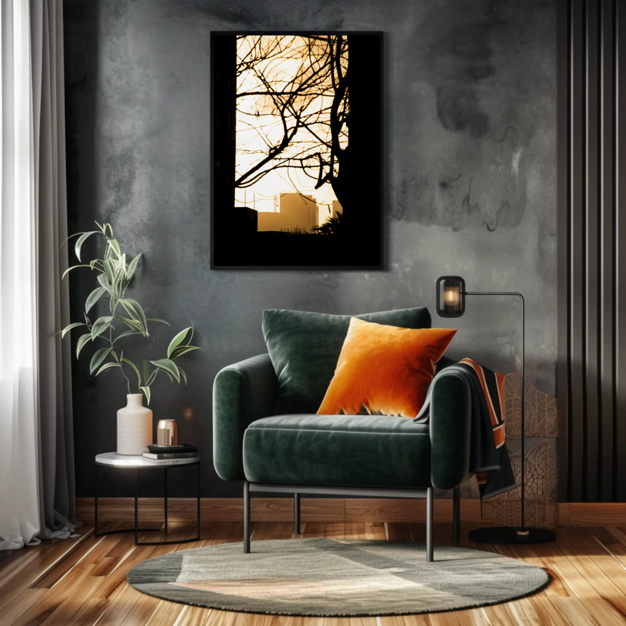 Golden Sunrise Silhouette Framed Print (16″ x 20″) product thumbnail image