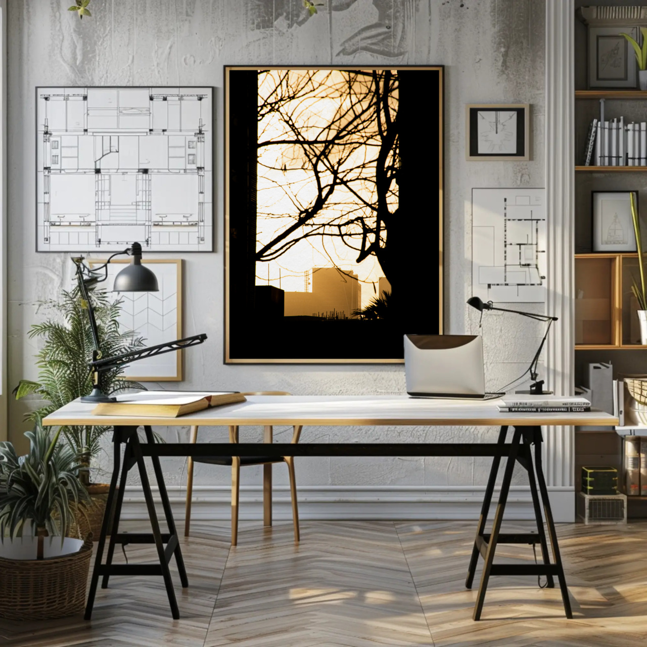 Golden Sunrise Silhouette Framed Print (16″ x 20″) product thumbnail image Golden Sunrise Silhouette Framed Print (16″ x 20″) product thumbnail image