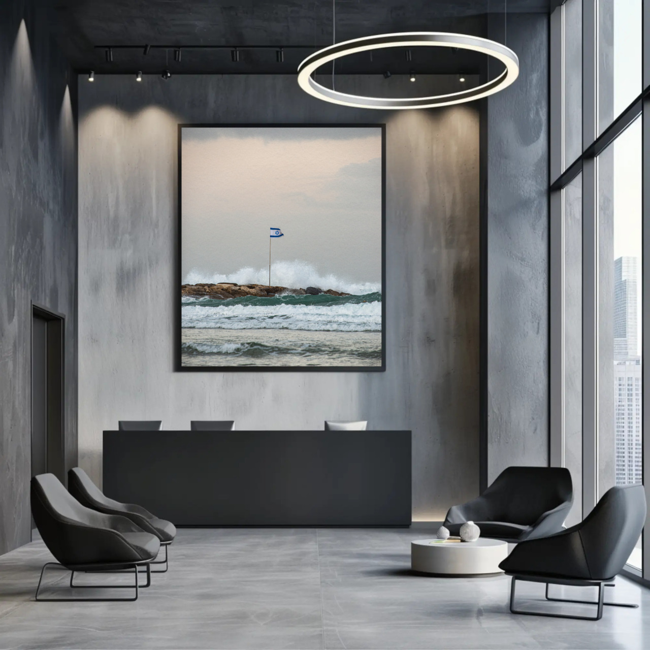 Fine Art Print (Passepartout Paper Frame) - Breakwater Flag at Dawn product thumbnail image Fine Art Print (Passepartout Paper Frame) - Breakwater Flag at Dawn product thumbnail image