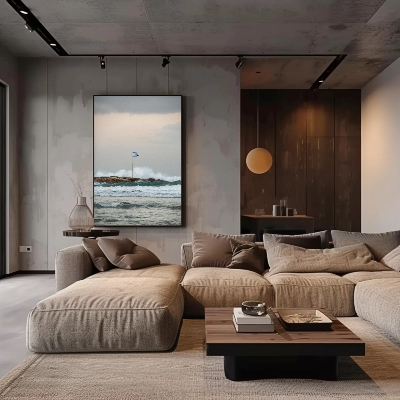 Fine Art Print (Passepartout Paper Frame) - Breakwater Flag at Dawn product thumbnail image