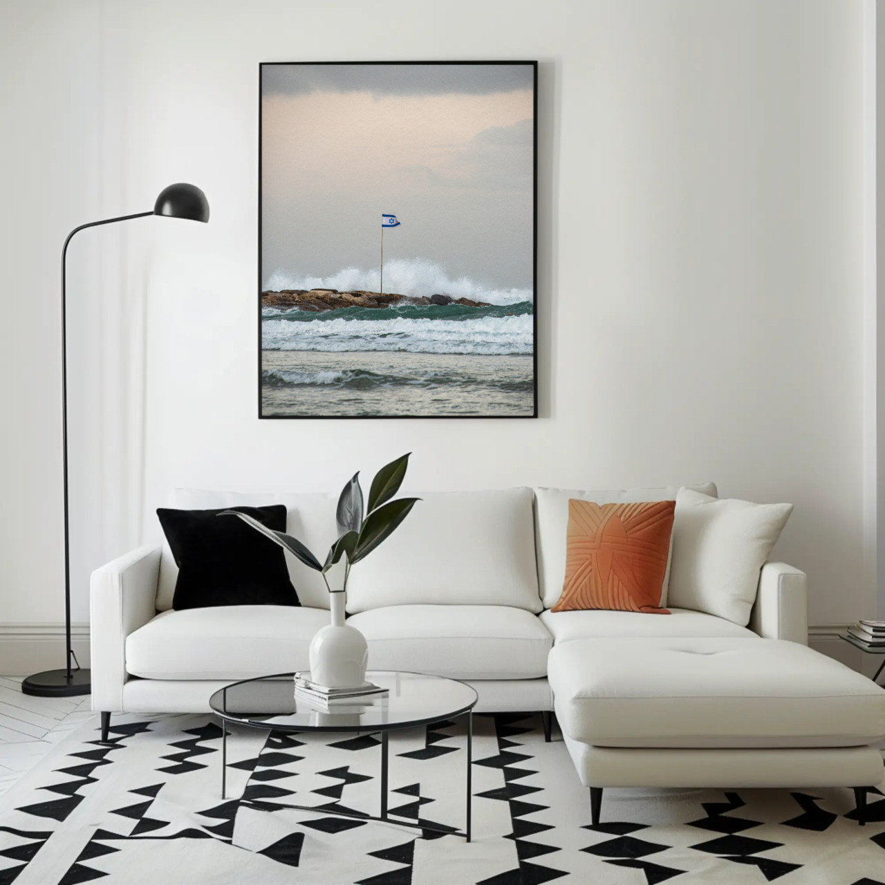 Fine Art Print (Passepartout Paper Frame) - Breakwater Flag at Dawn product thumbnail image