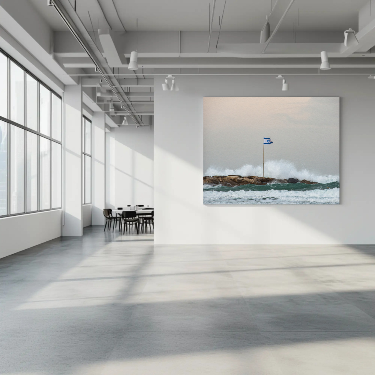 Fine Art Print (Passepartout Paper Frame) - Breakwater Flag at Dawn product thumbnail image