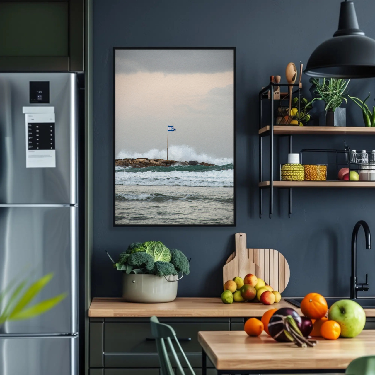 Fine Art Print (Passepartout Paper Frame) - Breakwater Flag at Dawn product thumbnail image