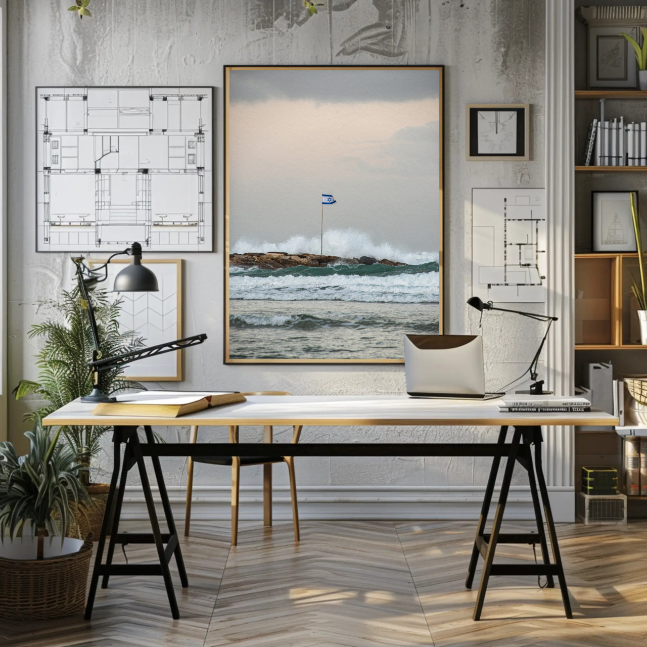 Fine Art Print (Passepartout Paper Frame) - Breakwater Flag at Dawn product thumbnail image Fine Art Print (Passepartout Paper Frame) - Breakwater Flag at Dawn product thumbnail image