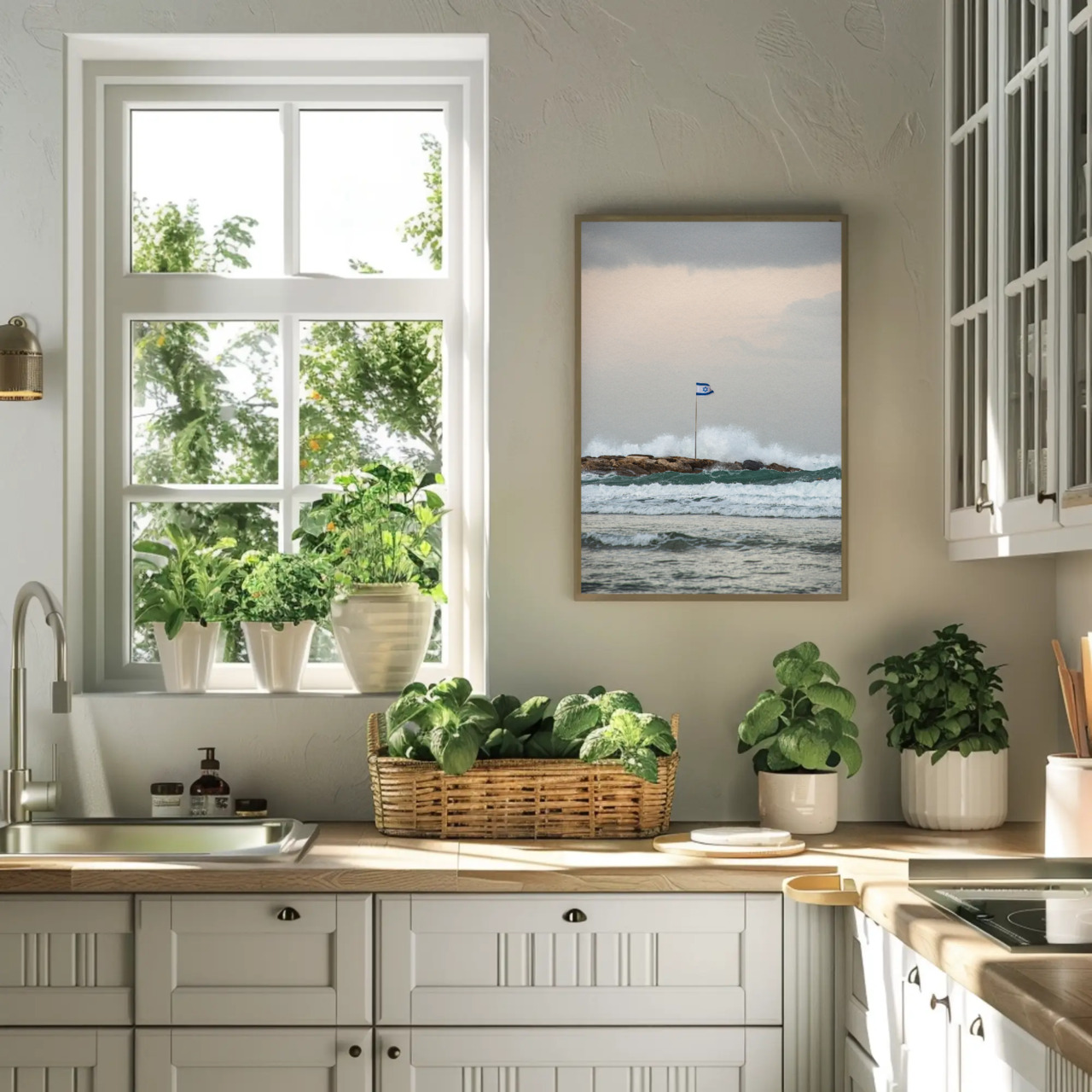 Fine Art Print (Passepartout Paper Frame) - Breakwater Flag at Dawn product thumbnail image