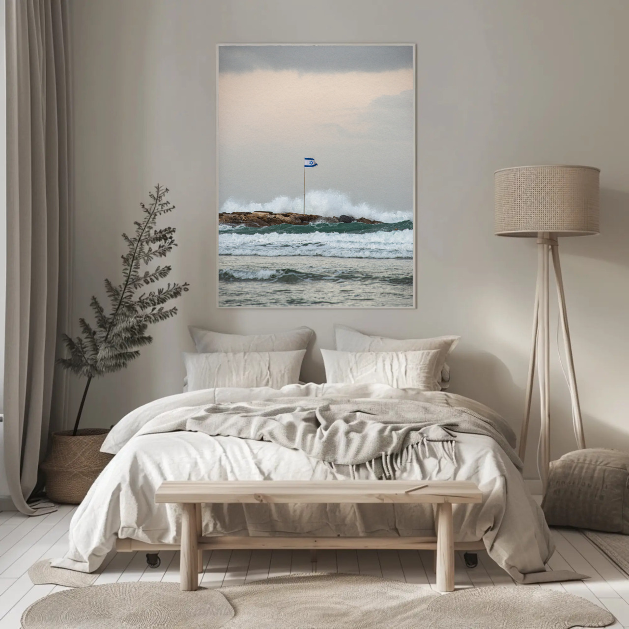 Fine Art Print (Passepartout Paper Frame) - Breakwater Flag at Dawn product thumbnail image