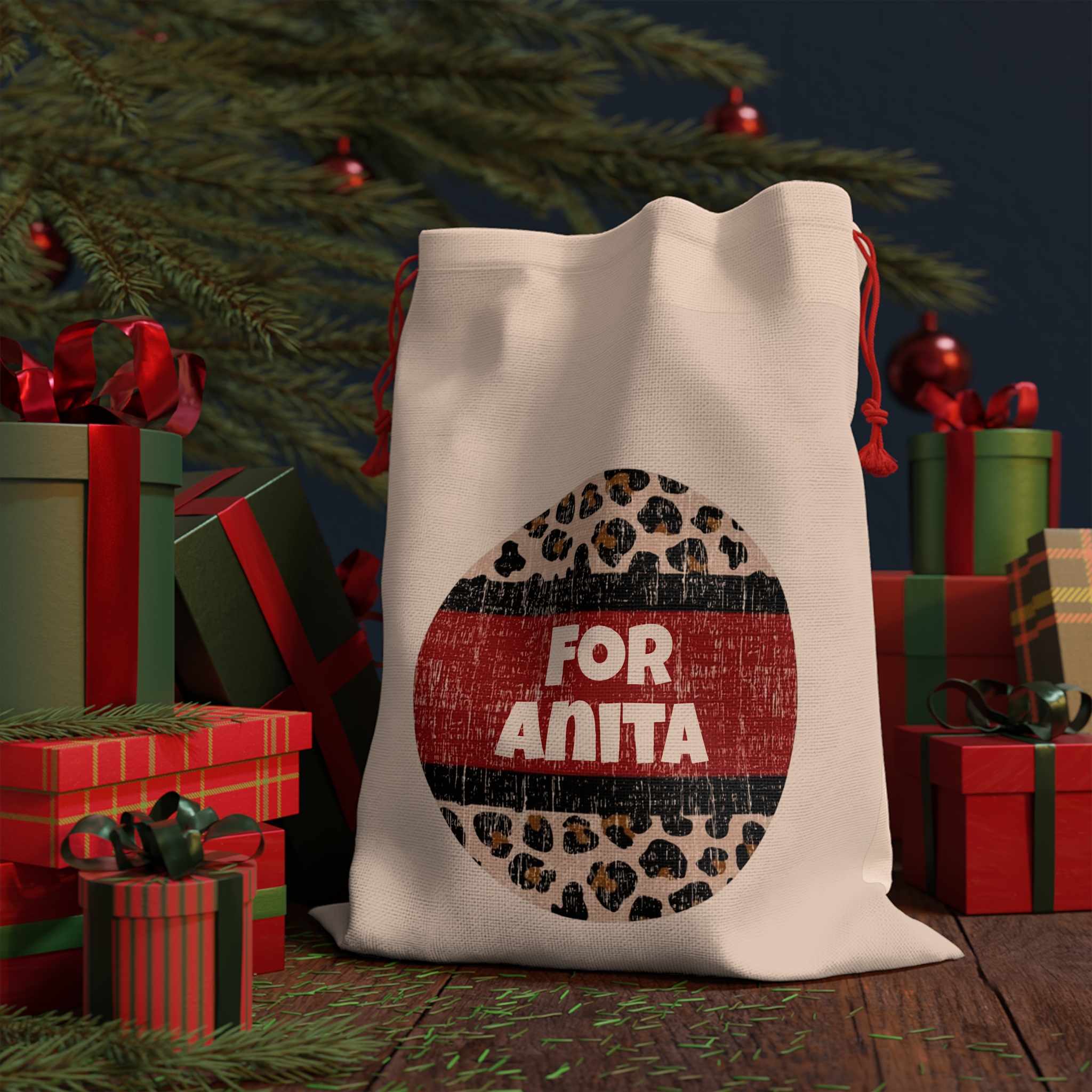 Personalized Leopard Print Gift Bag - Custom Text Option