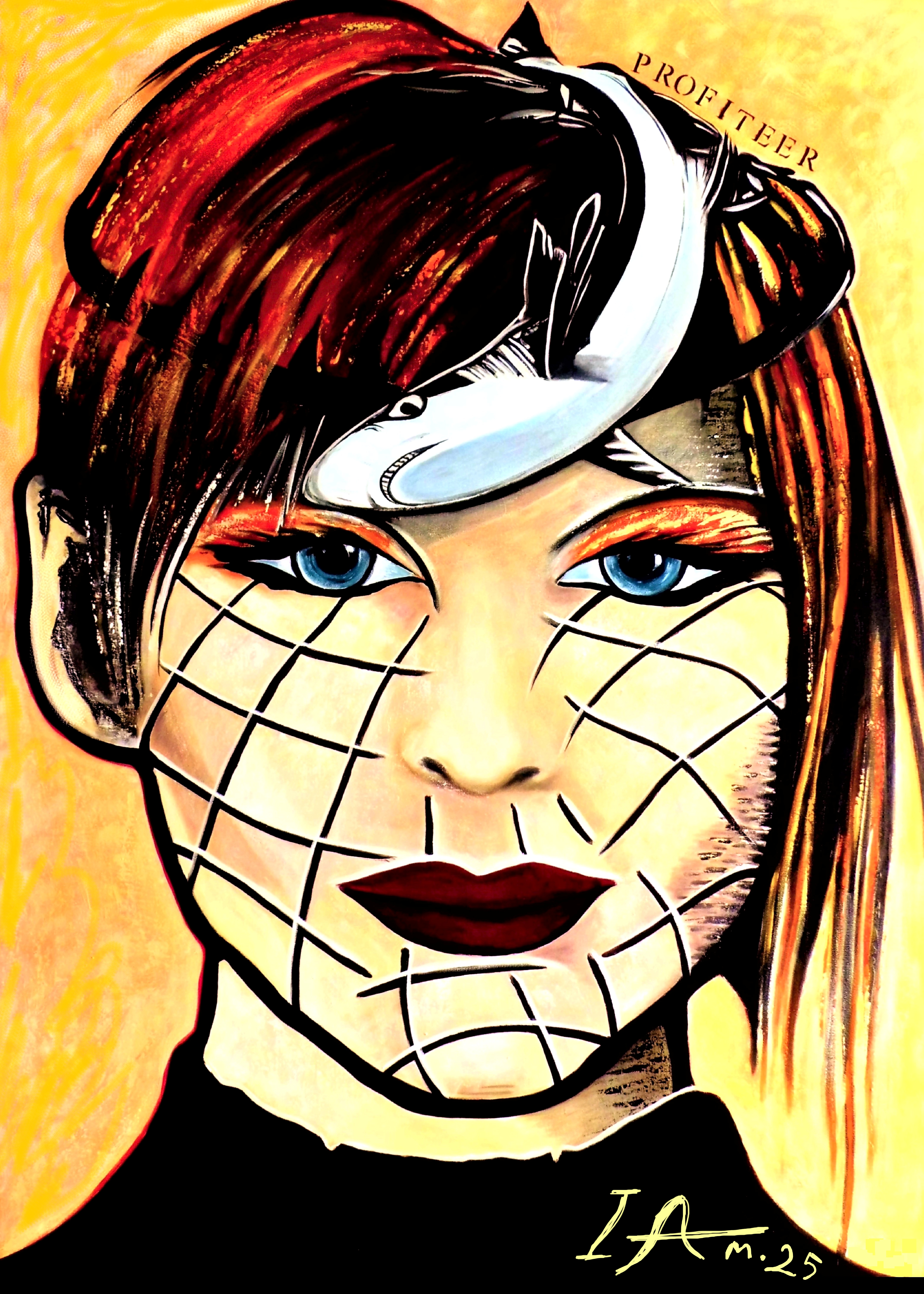 Fine Art Prints - Corporate Shark Animal Spirit Elegant Imagery of A Woman in Black White &amp; Yellow product thumbnail image