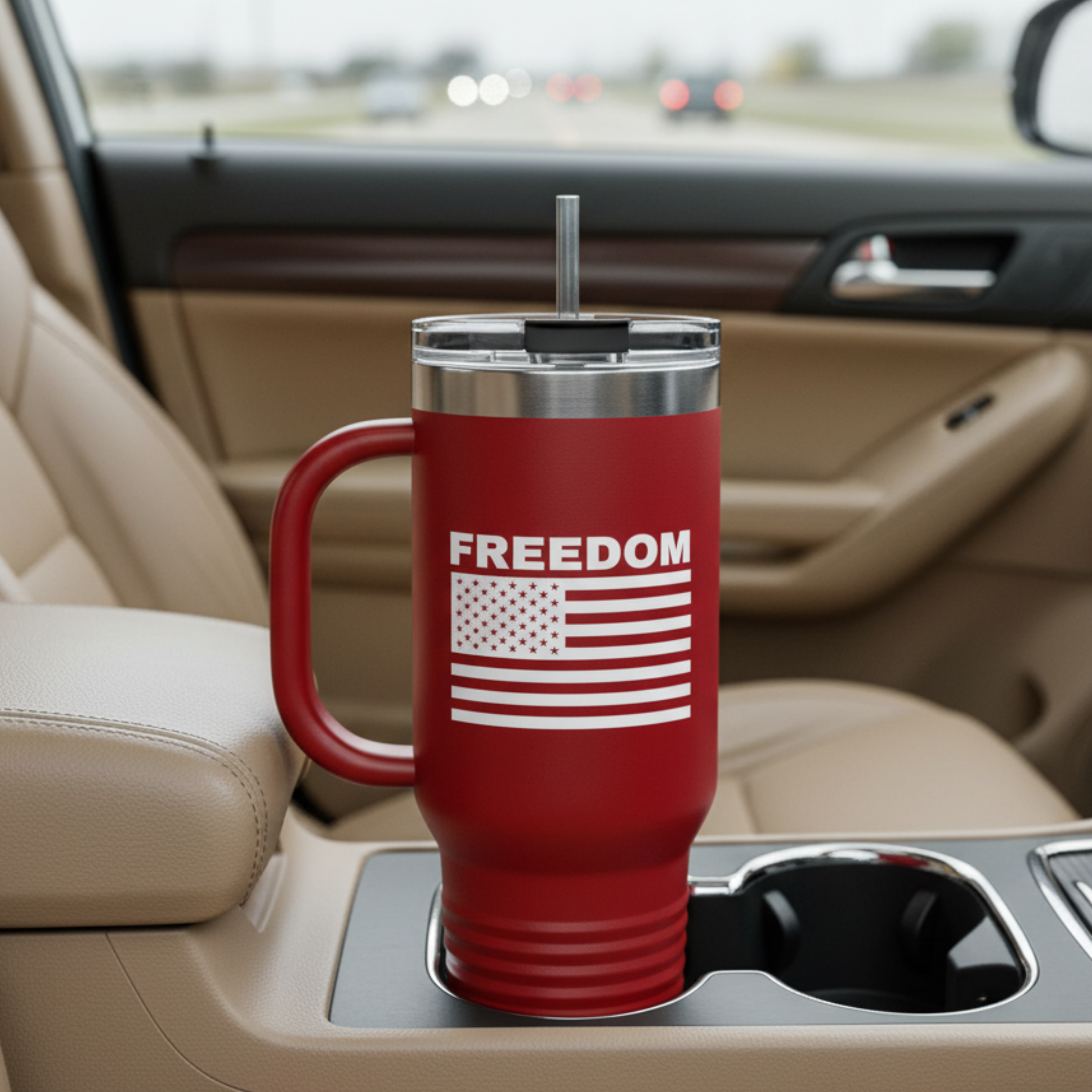 Freedom Insulated Travel Mug - 40oz Stainless Steel with Straw product thumbnail image Freedom Insulated Travel Mug - 40oz Stainless Steel with Straw product thumbnail image